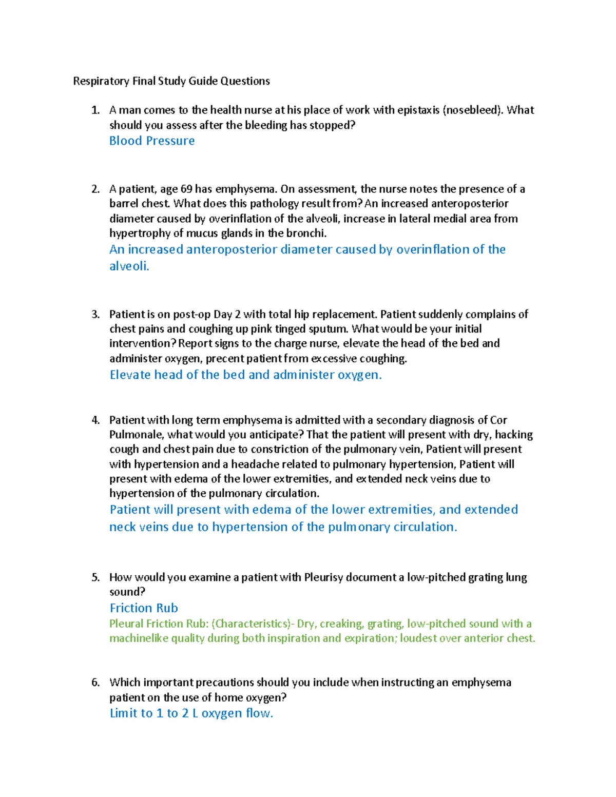 FILE 6899 - Respiratory Final Study Guide Questions - Studocu