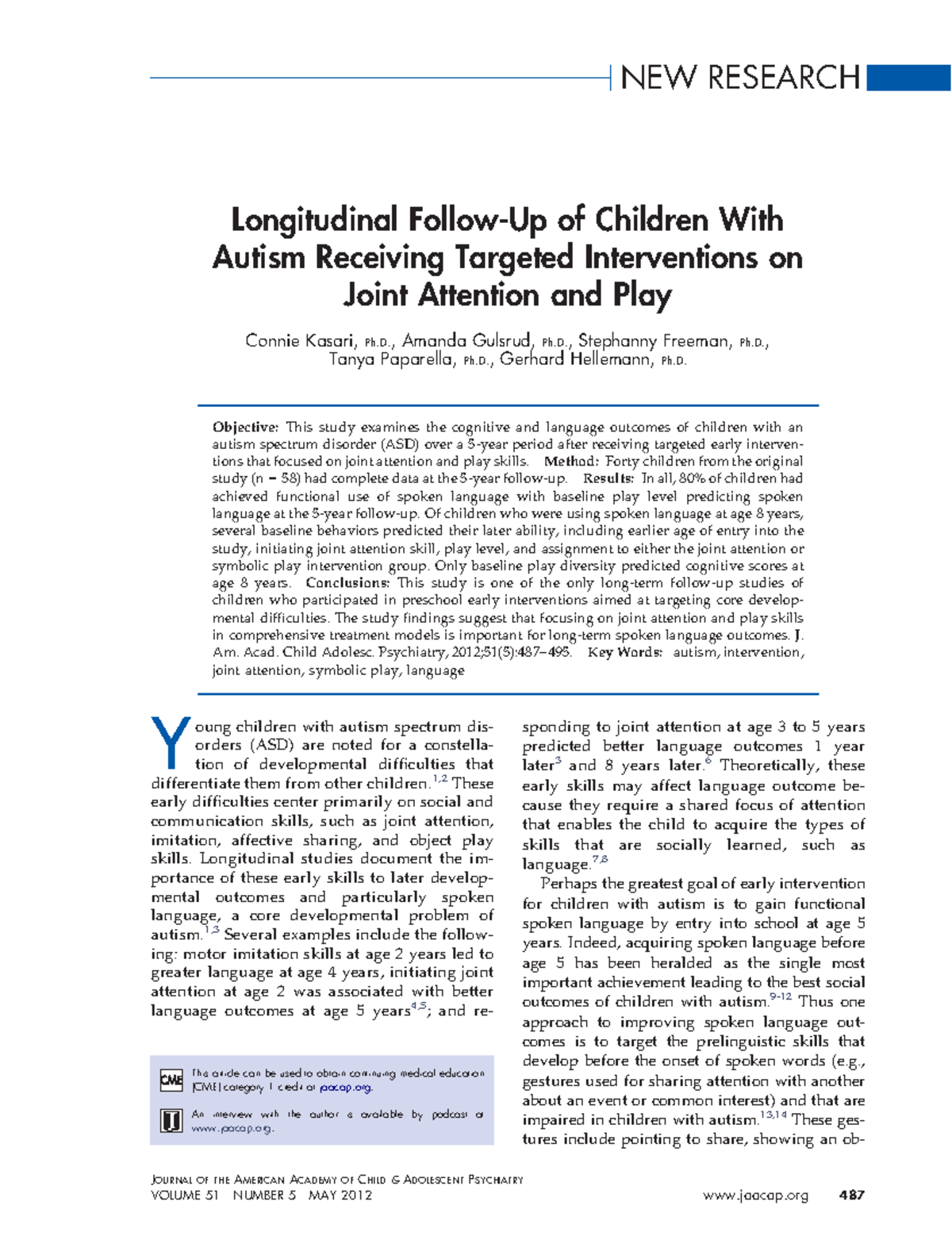 535508682- Jasper-2 - Longitudinal Study on Autism Interventions - Studocu