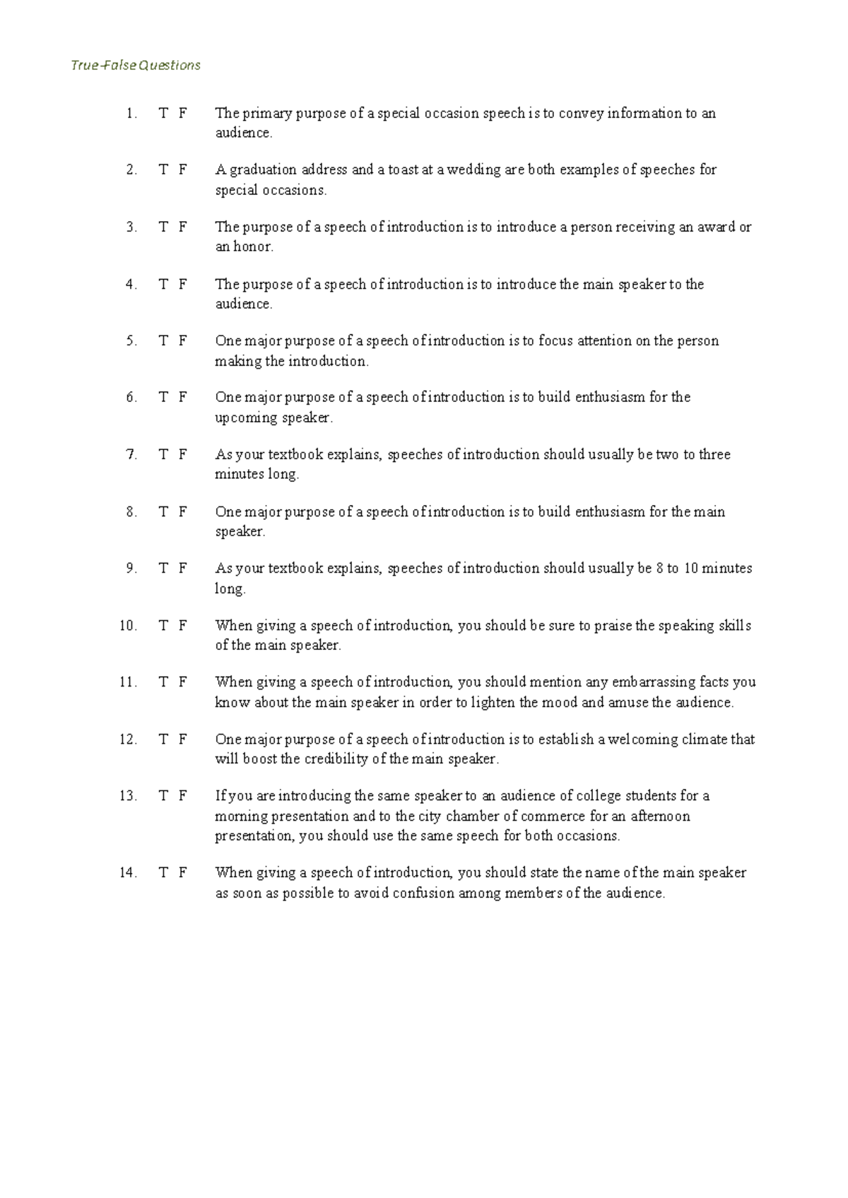 Chapter 18: Special Occasion Speech Guidelines and Insights - Studocu