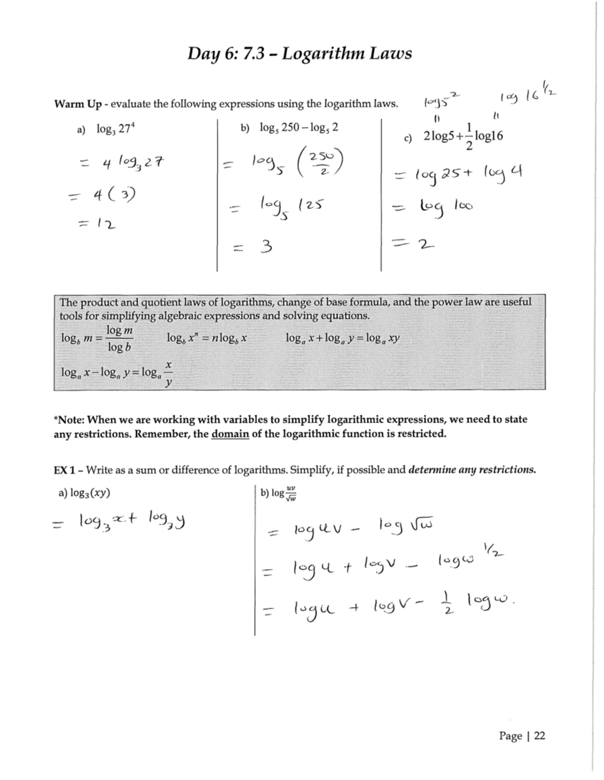 Review solutions - Unit 6 Logarithmic and exponential function - Studocu