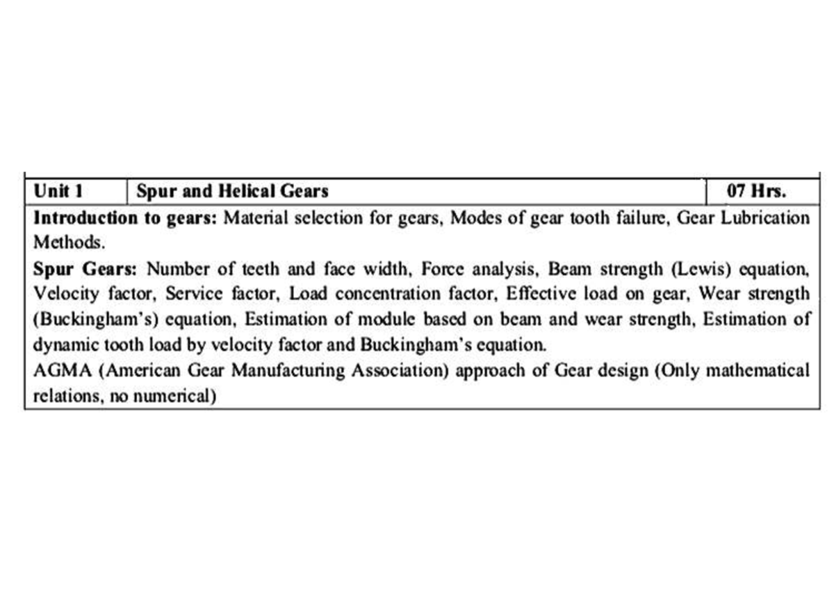 DTS MECH 101: Unit 1 - Spur and Helical Gears Overview - Studocu