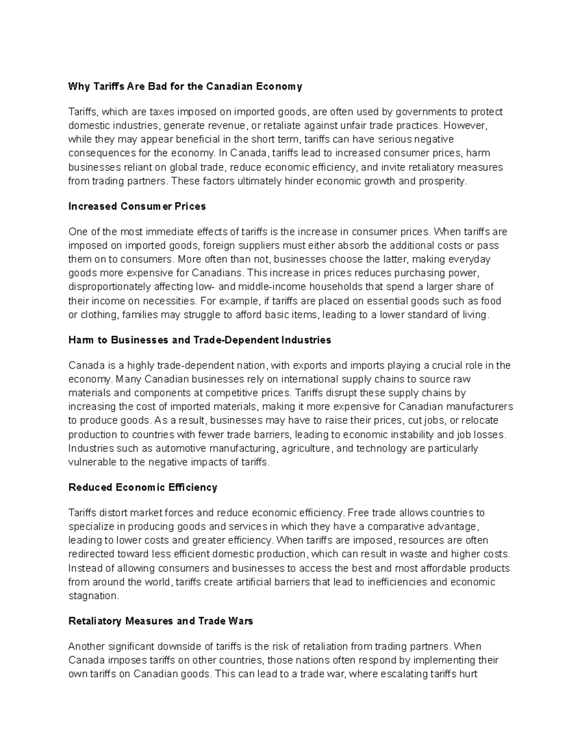 Why Tariffs Are Bad for the Canadian Economy - However, while they may ...