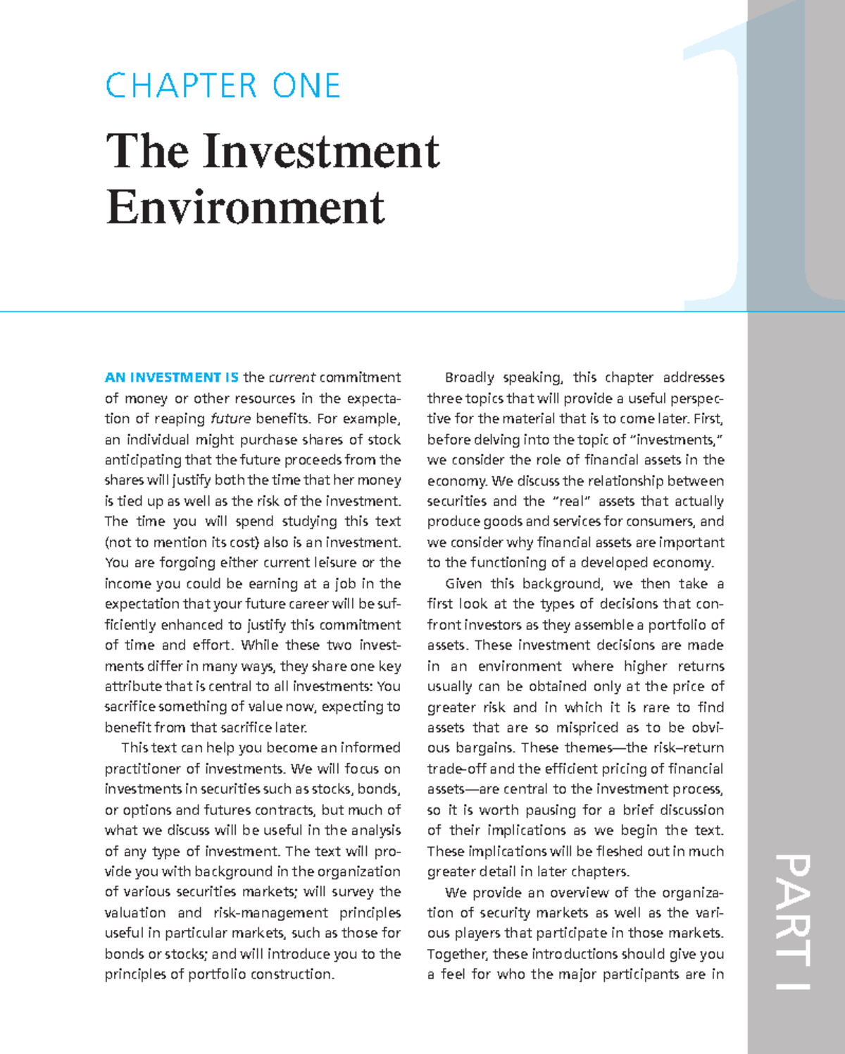 C1 - Chapter 1: The Investment Environment Overview - Studocu
