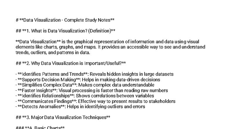 Data Visualization Study Notes: Key Concepts & Techniques - Studocu