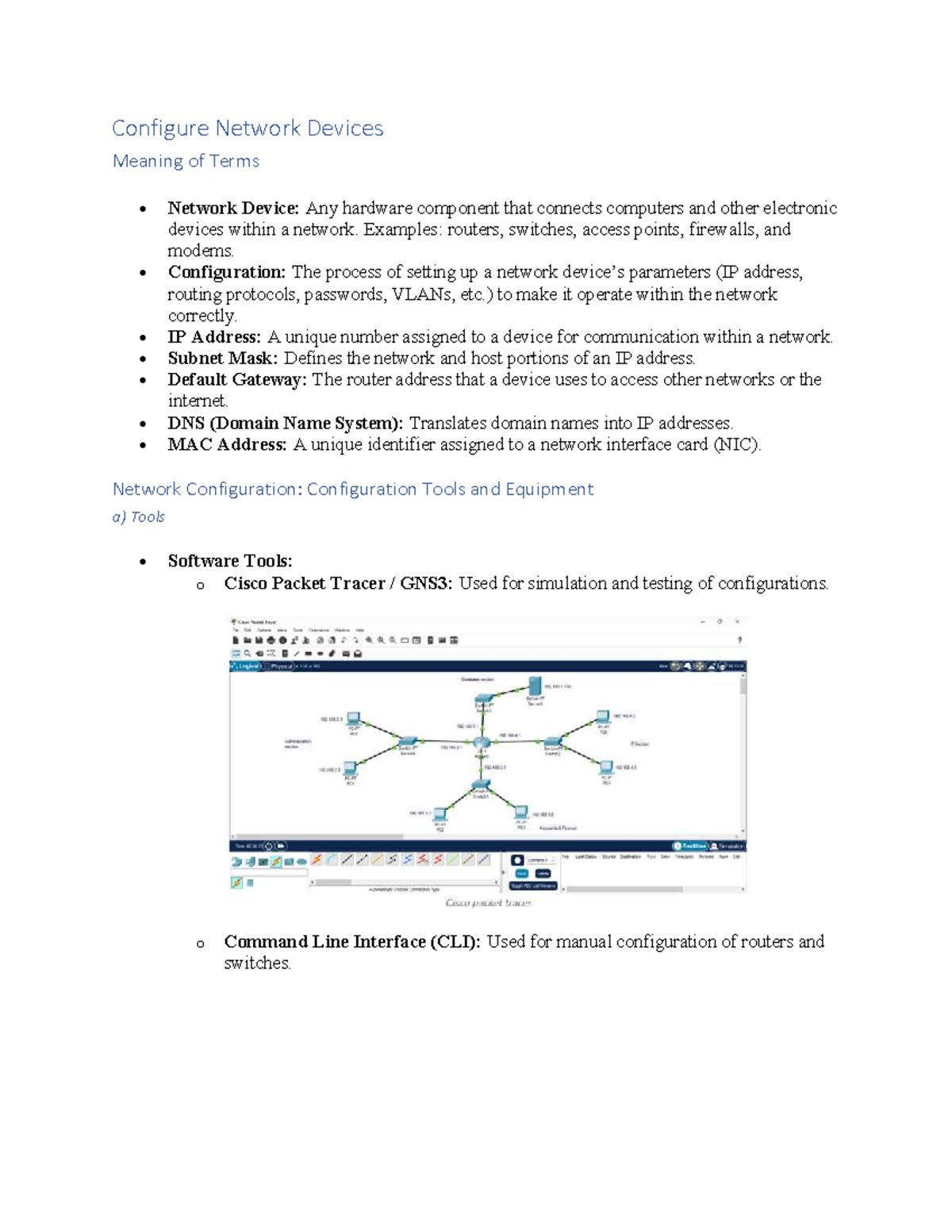 Configure Network Devices: Key Terms and Best Practices - Studocu