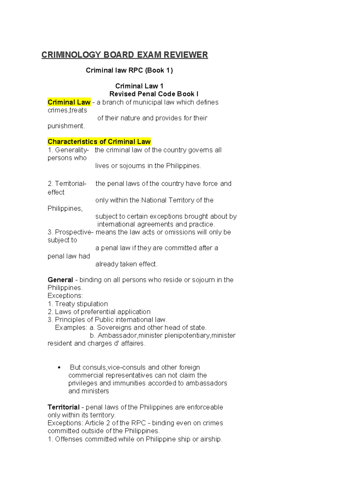 202219581 Criminology Board Exam Comprehensive Review Notes - Studocu