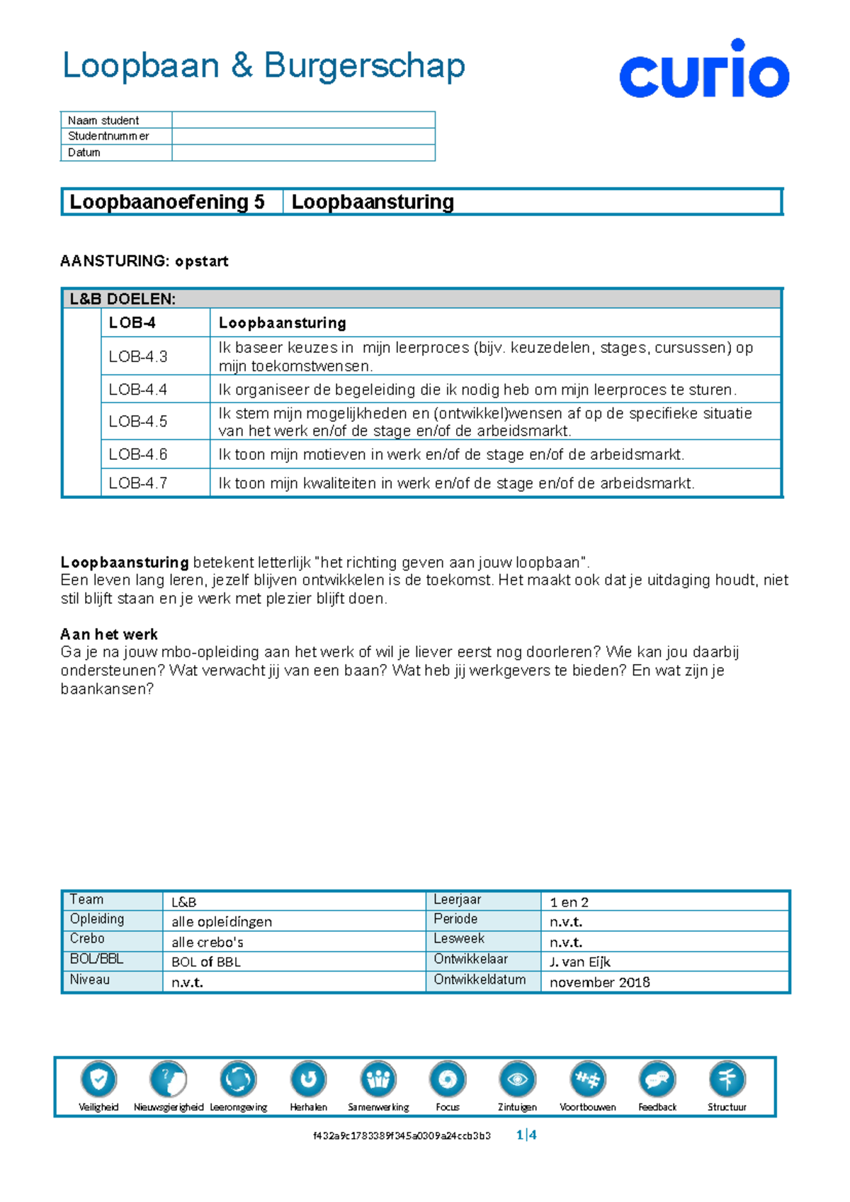 CT LOB 005 - Loopbaansturing Oefening 5: Reflectie en Toekomstplanning ...