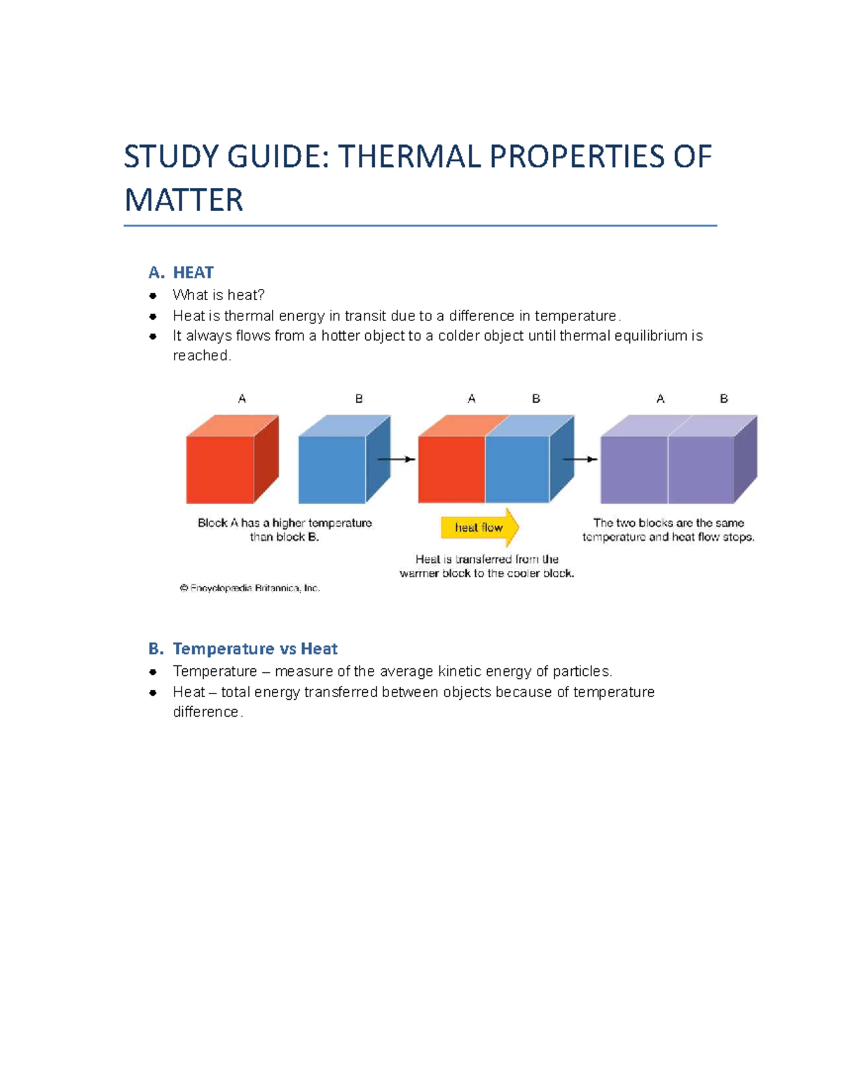 STUDY GUIDE: THERMAL PROPERTIES OF MATTER (PHYS 101) - Studocu