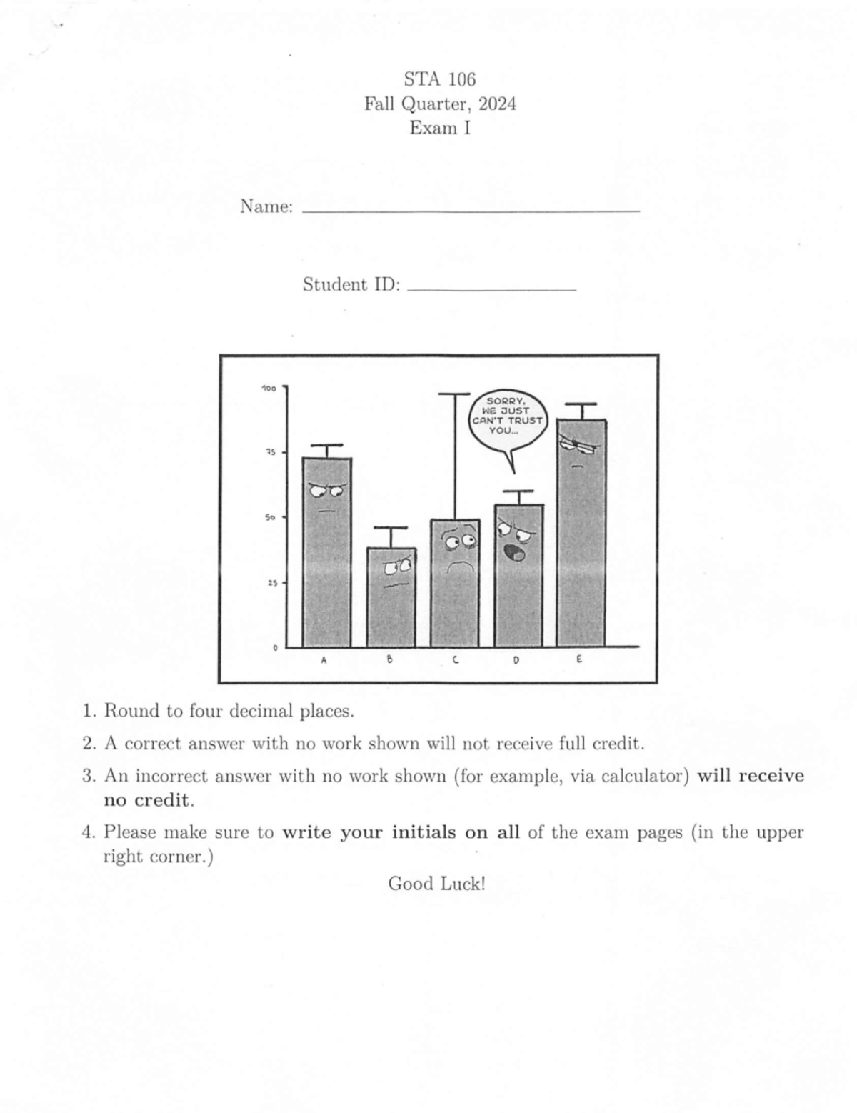 STA 106 Fall 2024 Midterm 1 Answer Key and Explanations - Studocu