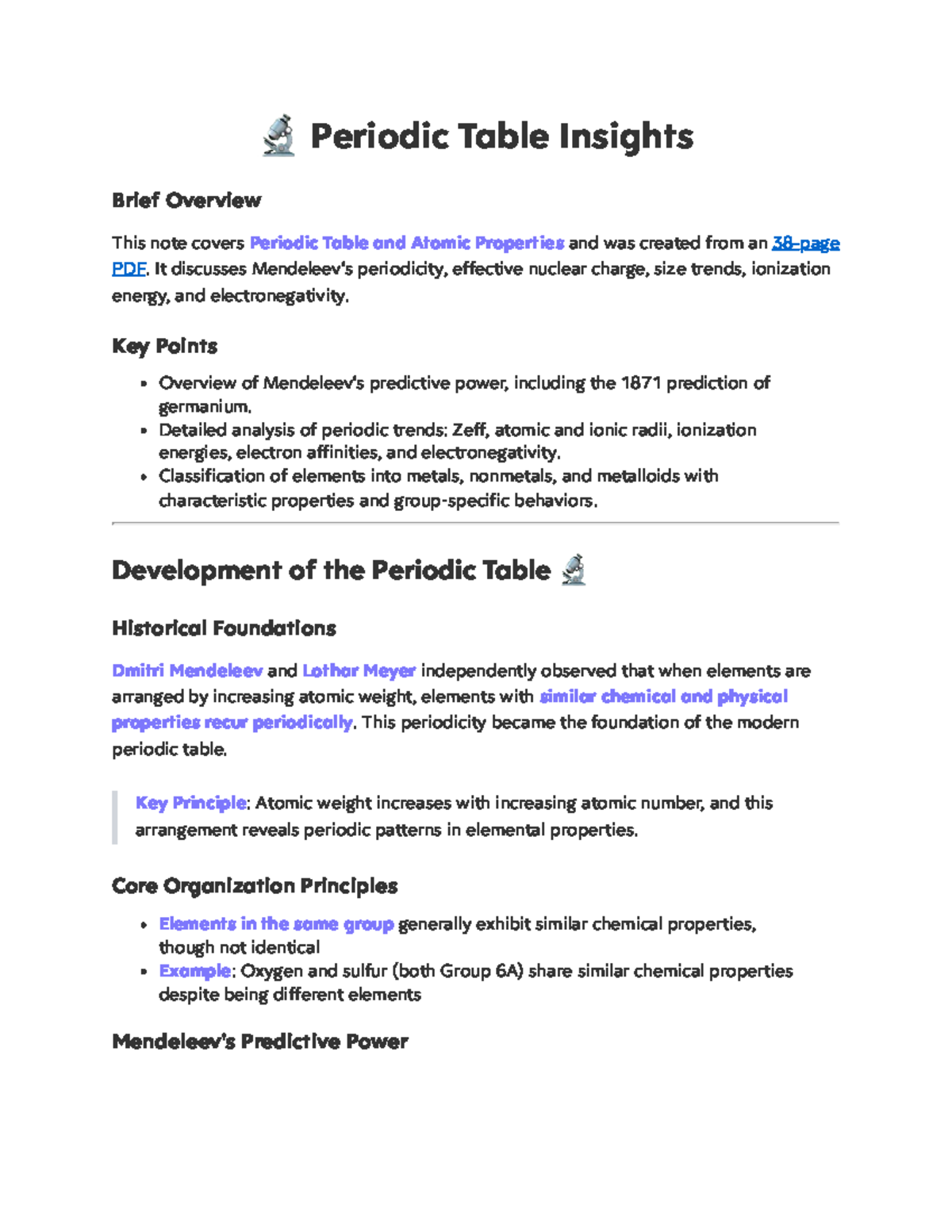 Chem 101: Periodic Table Insights and Periodicity Overview - Studocu