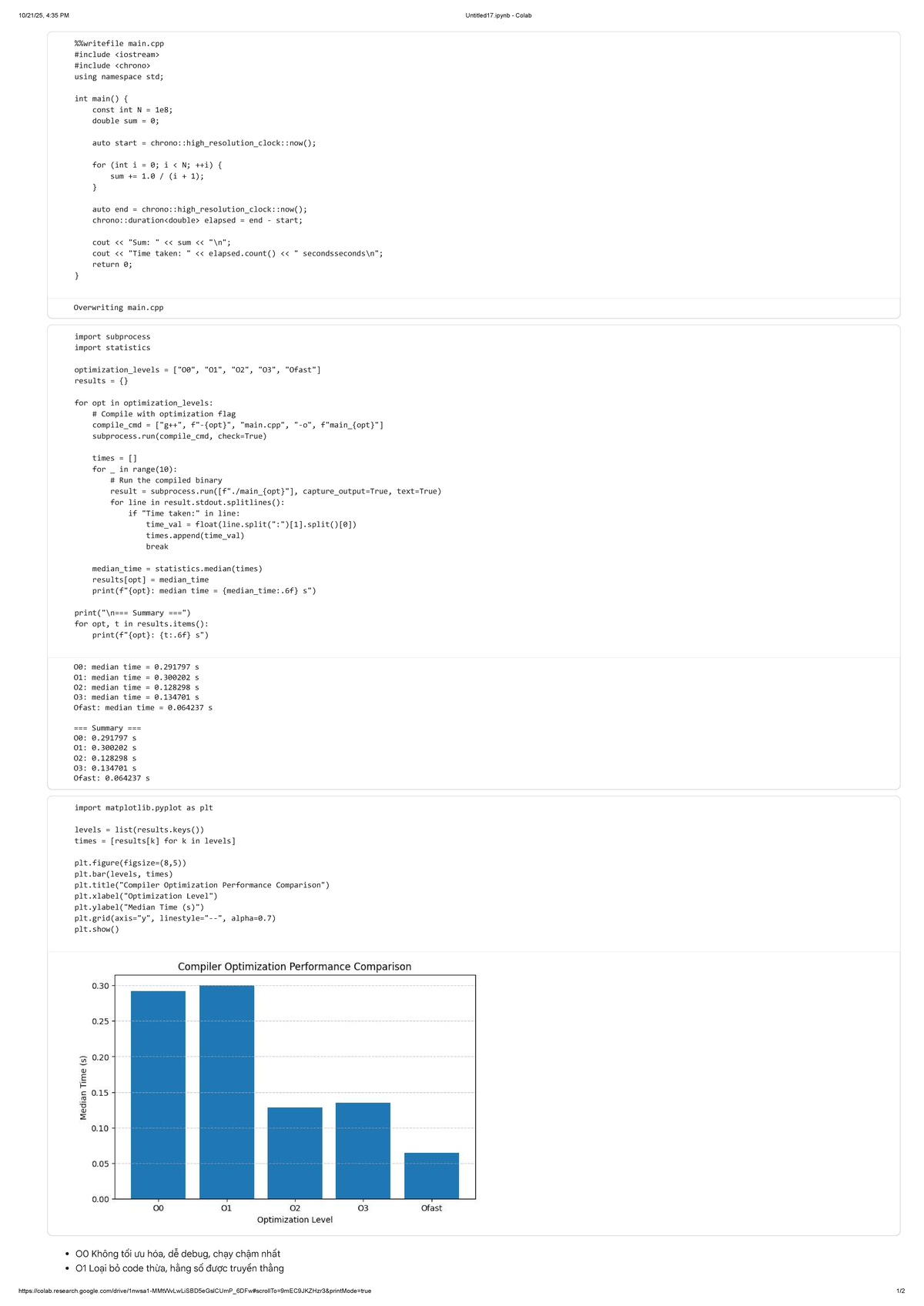 Lab03: Optimization Performance Analysis in C++ - Studocu