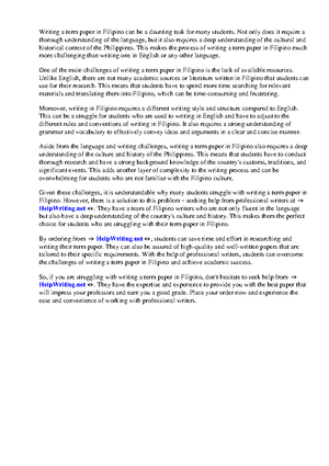 Filipino term paper parts - Writing a thesis, especially in the ...