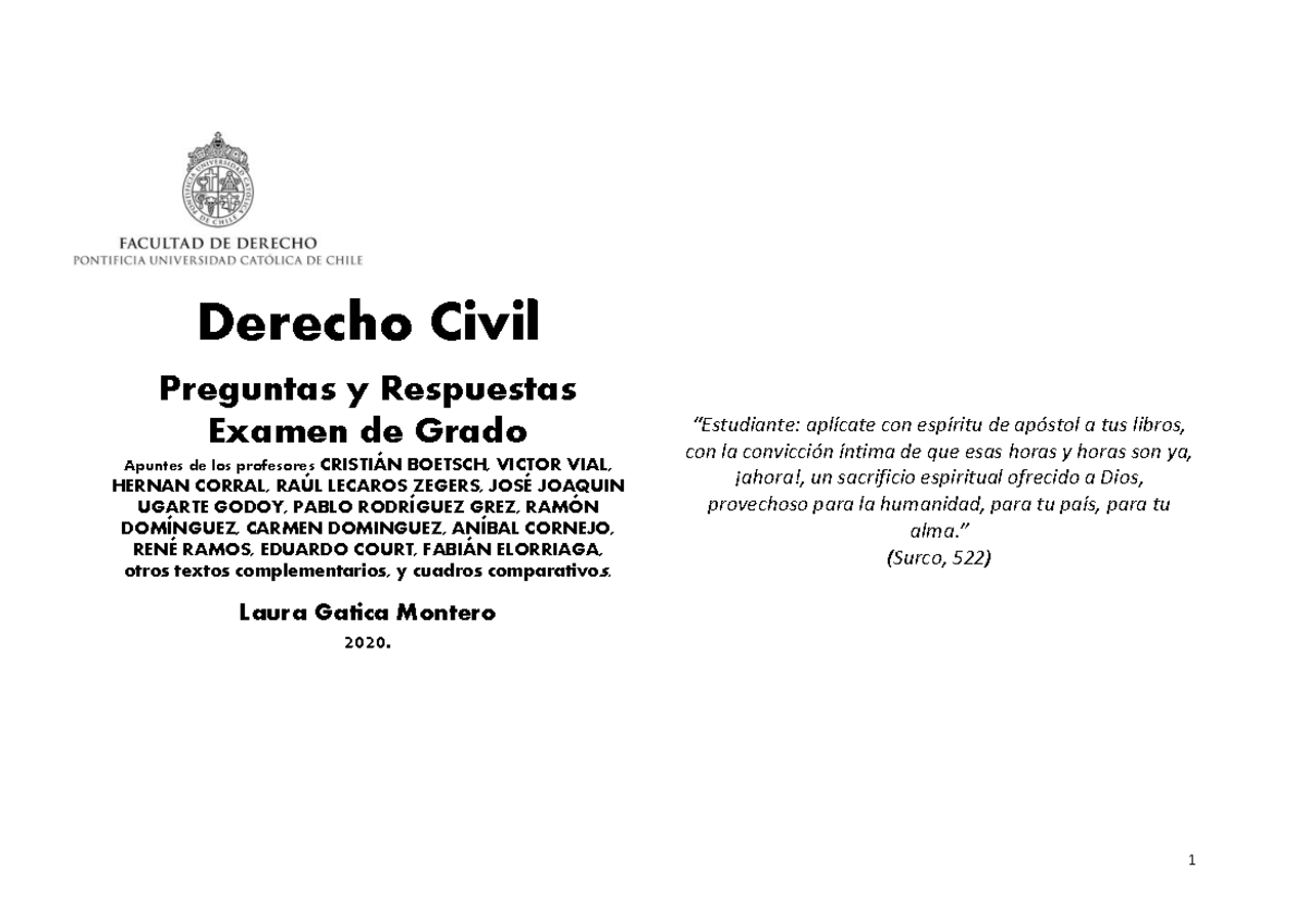 Derecho Civil: Preguntas y Respuestas del Examen de Grado - Document Preview