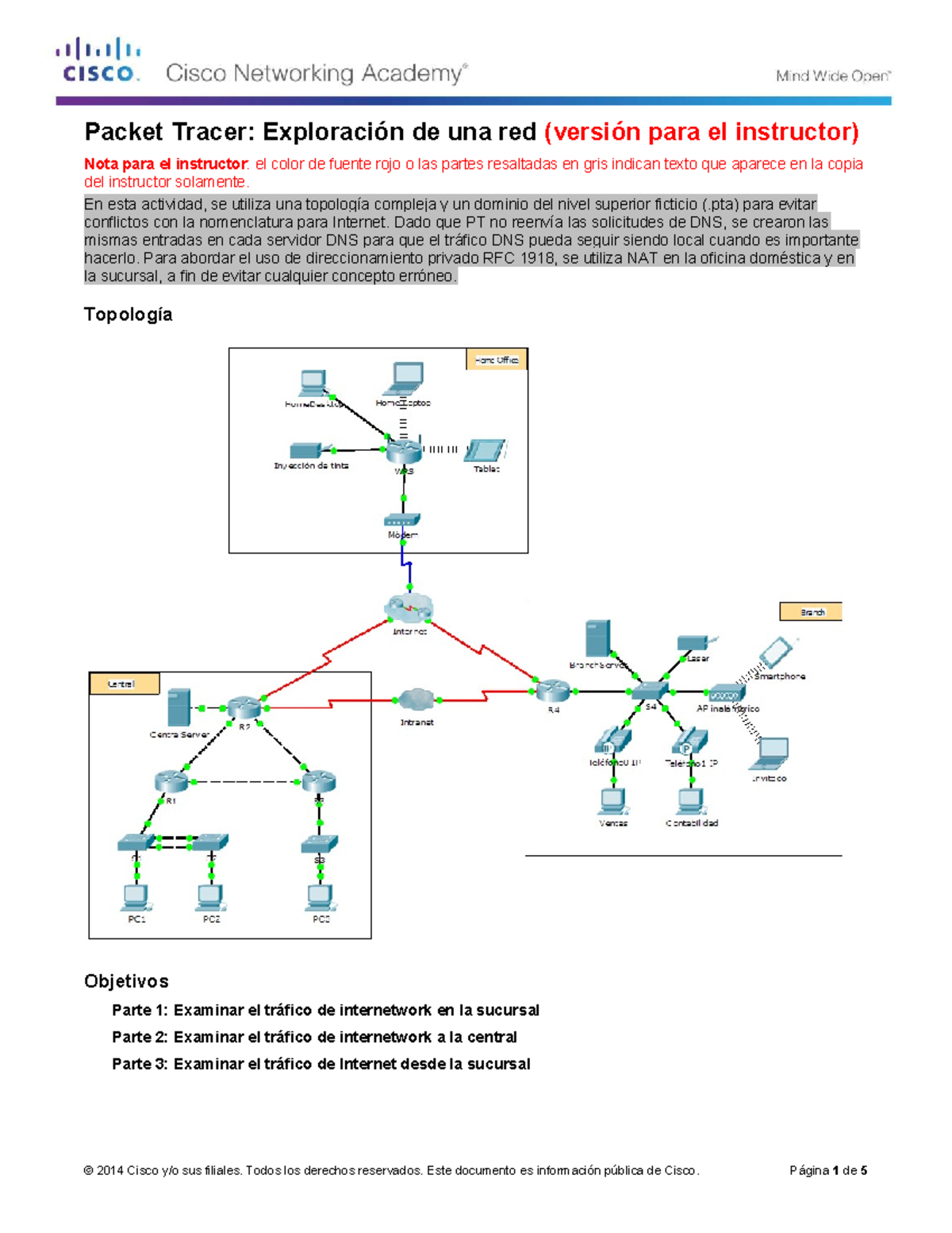 Packet Tracer: Exploración de una Red - Instrucciones para el ...