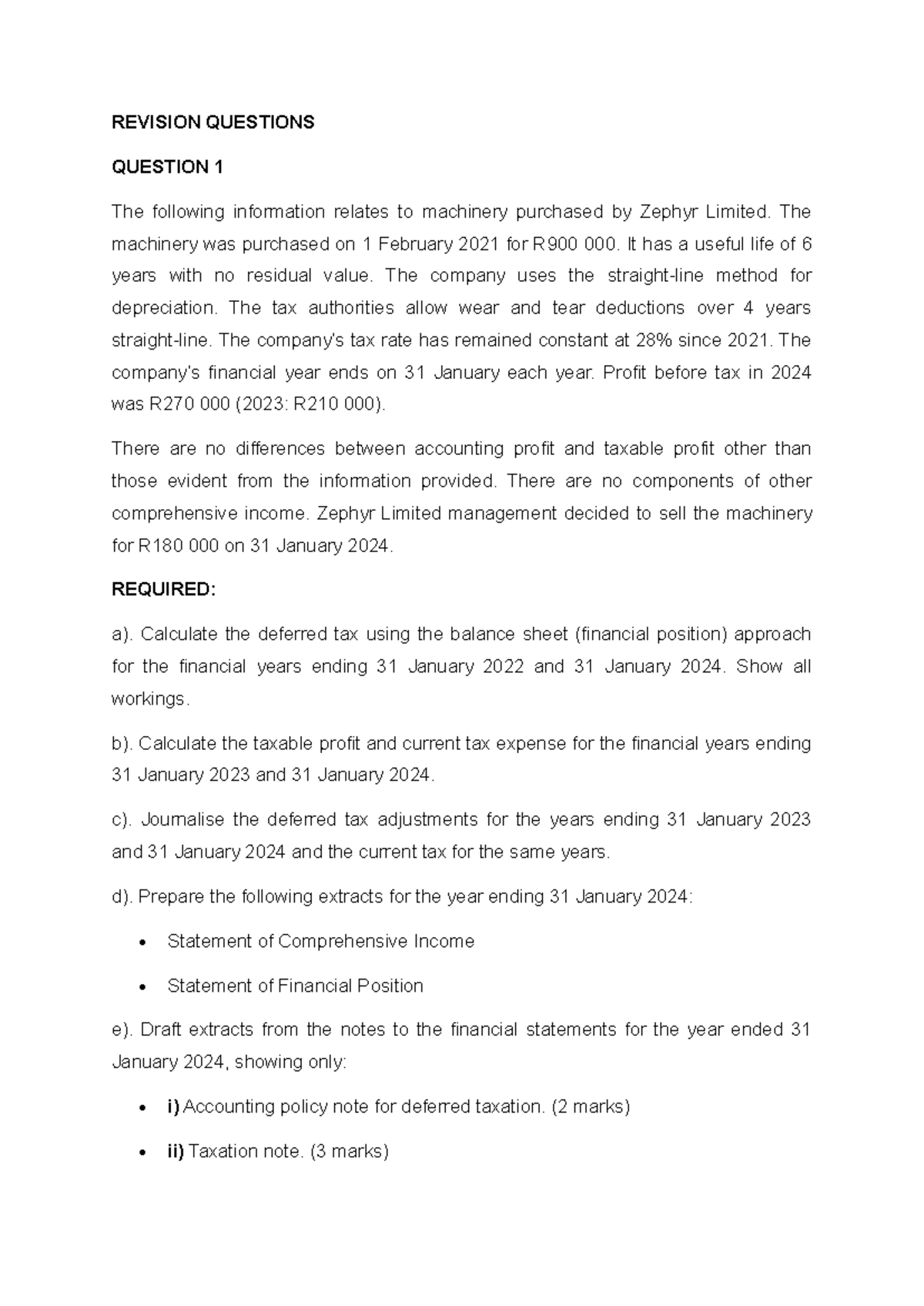 Financial Accounting 3A OSA: Revision Questions and Solutions - Studocu