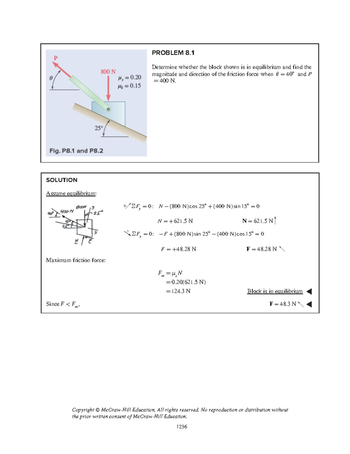Chapter 8 Solutions - Equilibrium and Forces Analysis in Mechanics ...