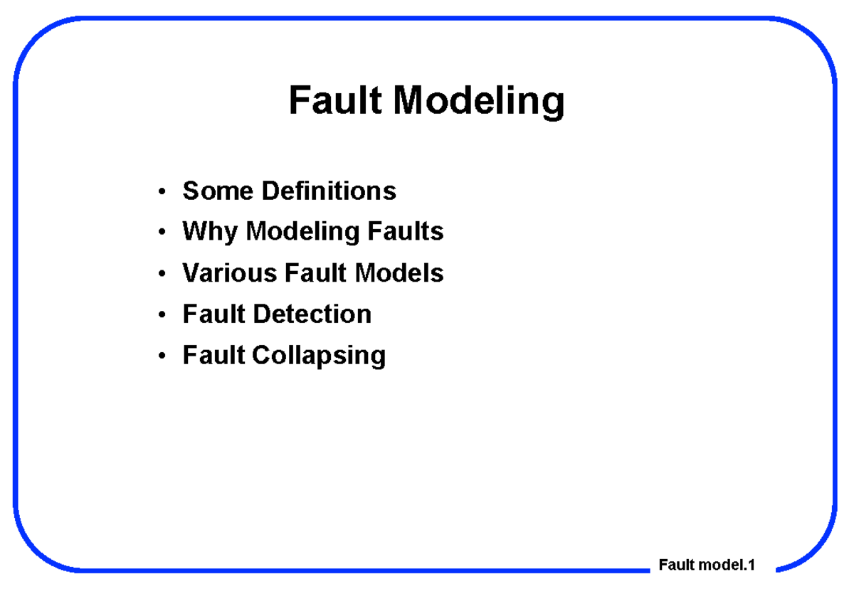 Industrial 02: Fault Modeling and Detection Techniques - Studocu
