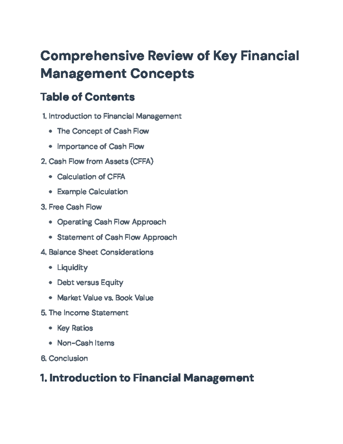 Comprehensive Review of Financial Management Concepts (FM 101 ...