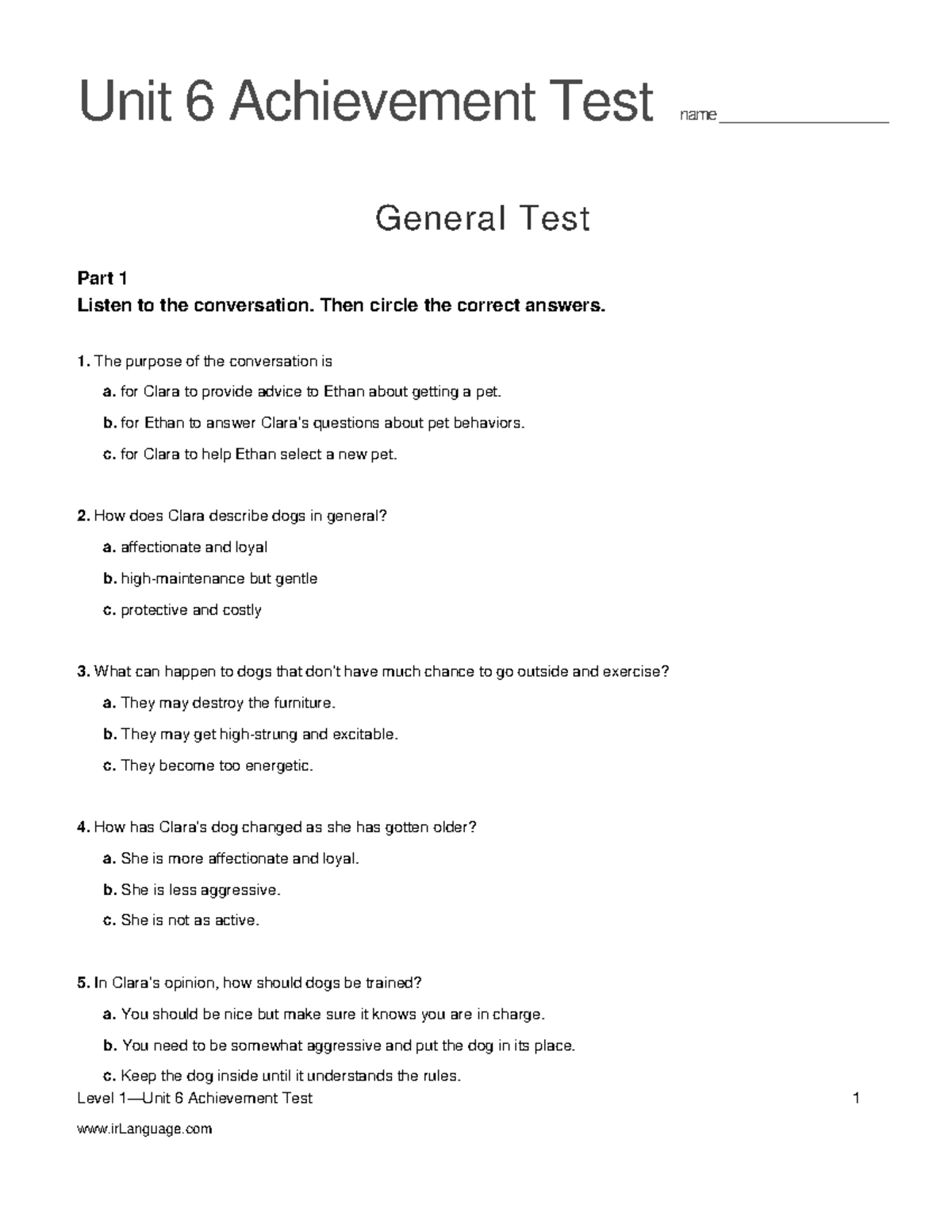 Su1 Unit 6 Achievement Test: Comprehensive Assessment Guide - Studocu