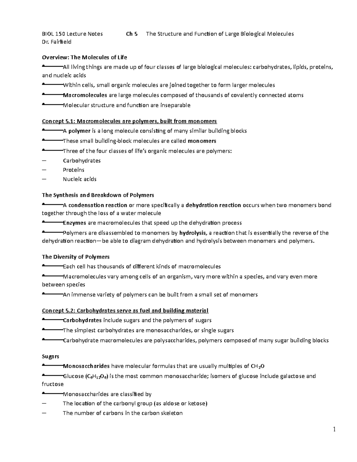 Chapter 5 Lecture Outline- Complete - BIOL 150 Lecture Notes Ch 5 The ...