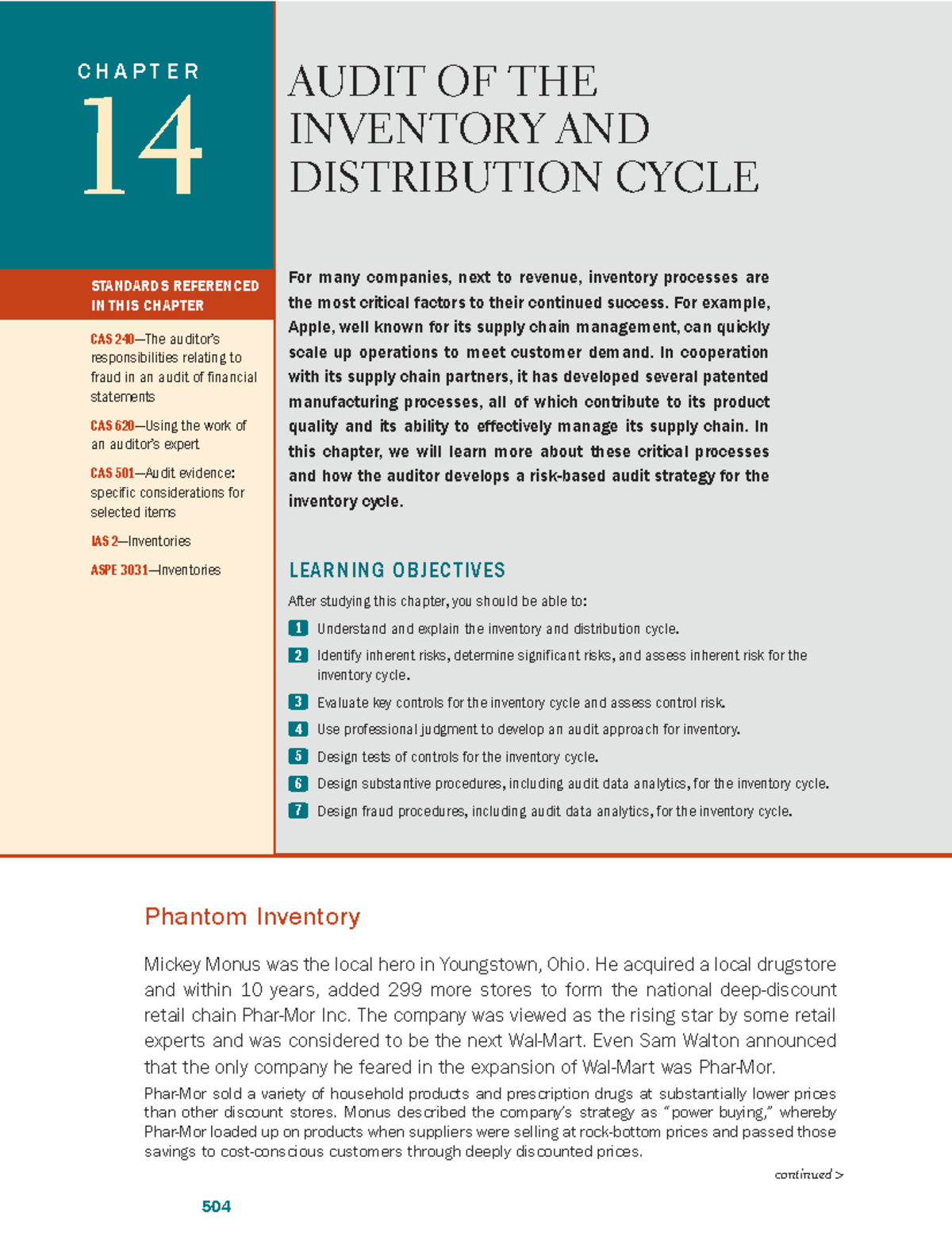 CHAPTER 14: AUDIT OF THE INVENTORY AND DISTRIBUTION CYCLE - CAS ...