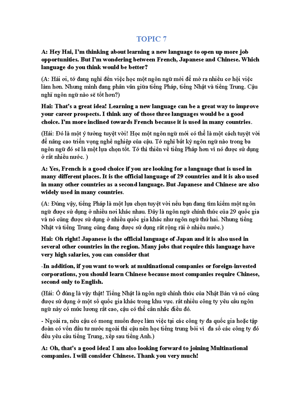 Topic 7 - Language Learning Discussion Summary for English 2 - Studocu