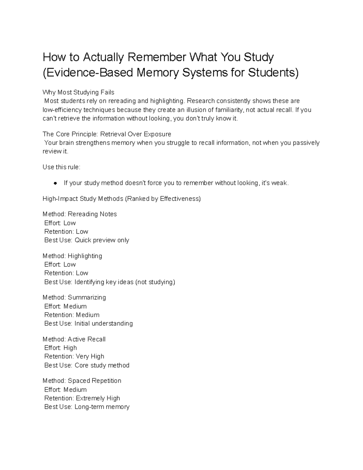 Effective Study Techniques: Evidence-Based Memory Systems for Students ...