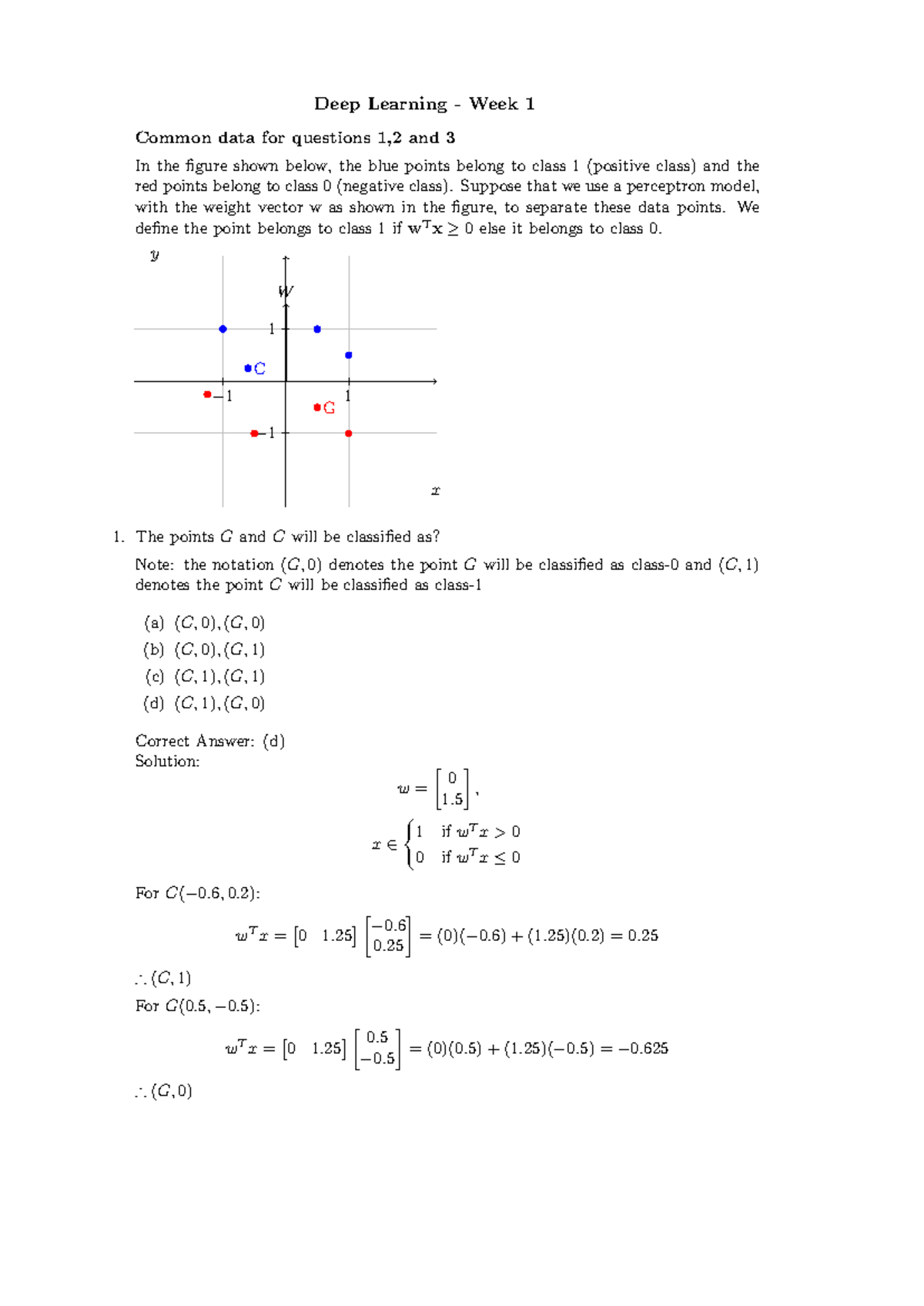 Deep Learning (CS101) Week 1 Assignment Solutions and Classifications ...