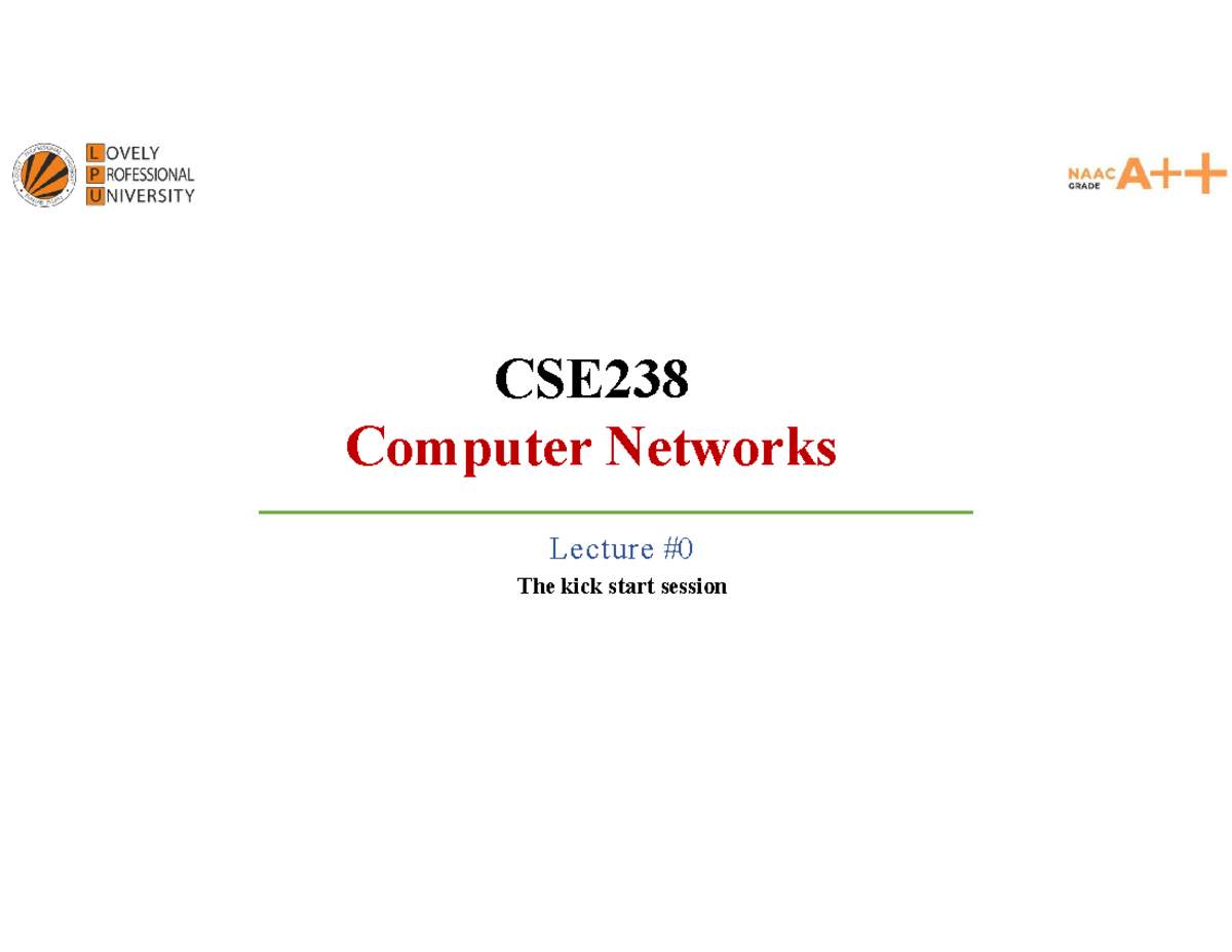 CSE238 Computer Networks Lecture Notes: Unit 1 Overview - Studocu