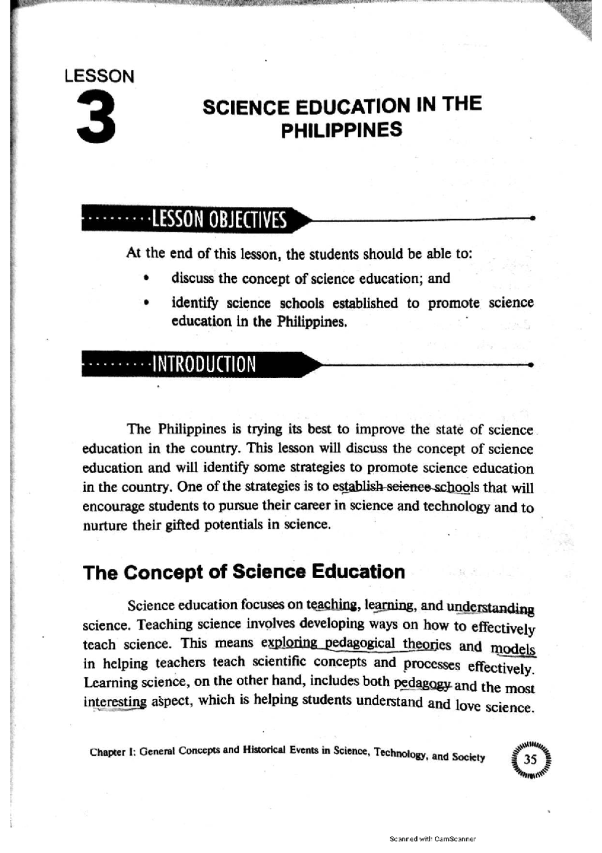 LESSON 3: SCIENCE EDUCATION IN THE PHILIPPINES - OBJECTIVES ...