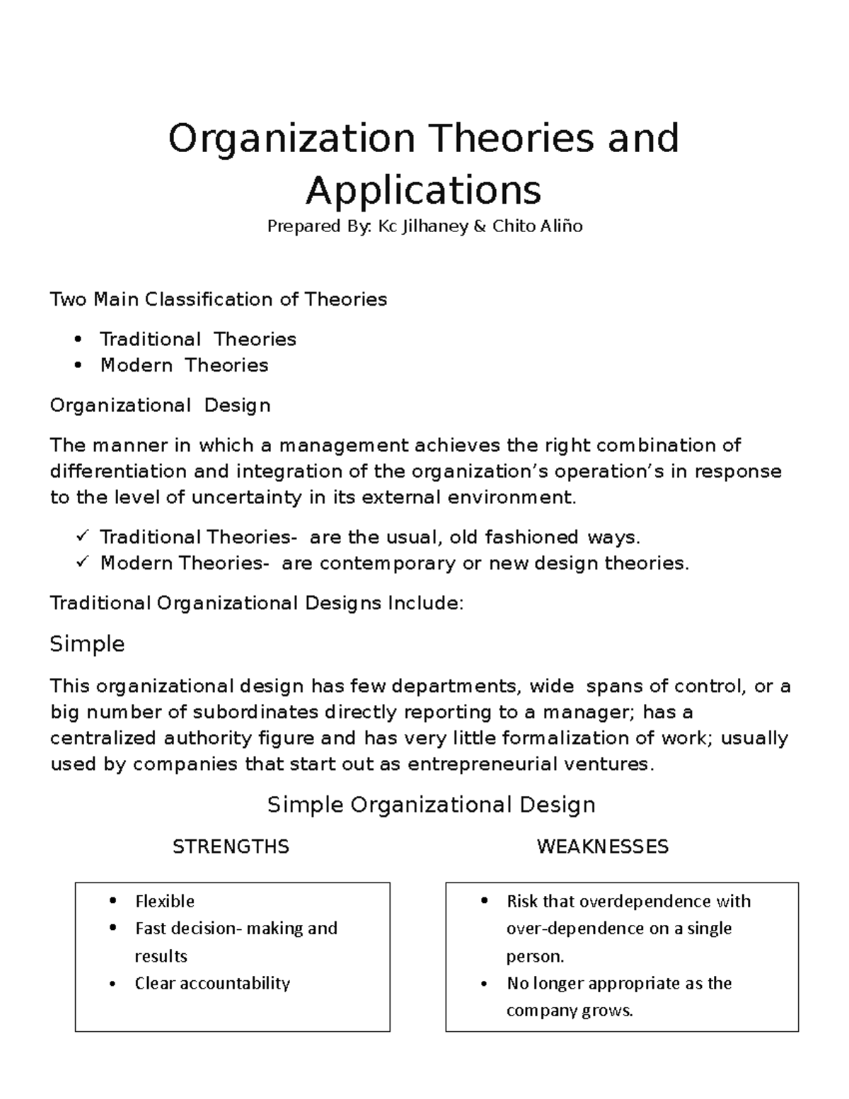 Organization Theories and Applications Overview: Traditional vs Modern ...