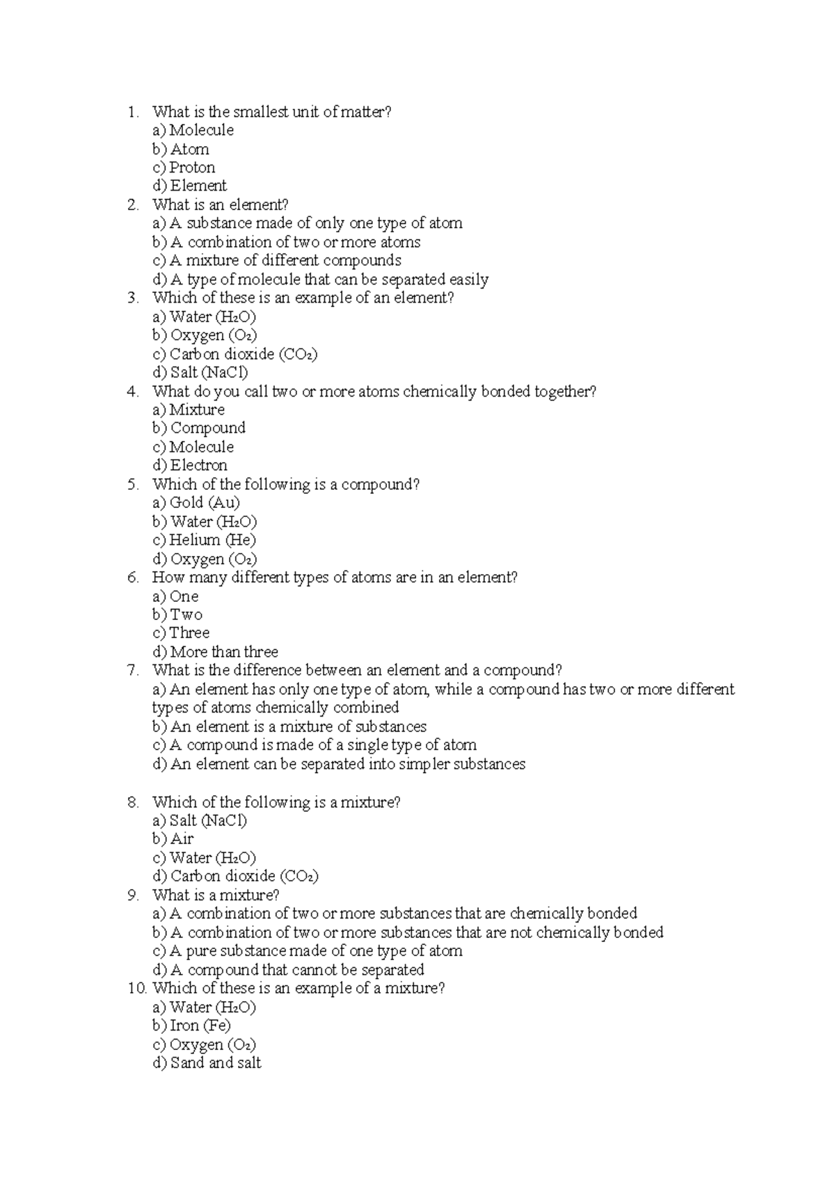 Atom and Element: Study Notes for Science 101 - Studocu