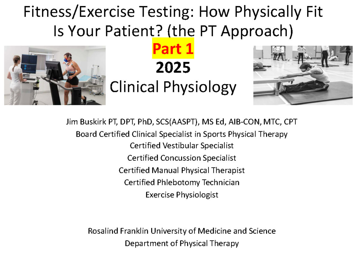 Fitness Testing and Risk Stratification: A Clinical Guide for PTs (PT ...