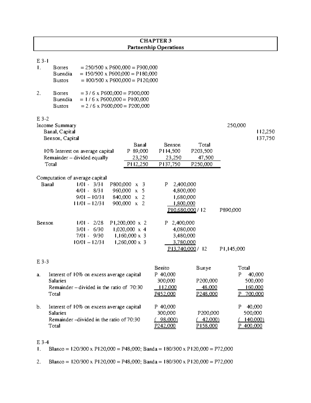 FAR-APC CHAPTER 3 Partnership Operations Solutions and Key Calculations ...