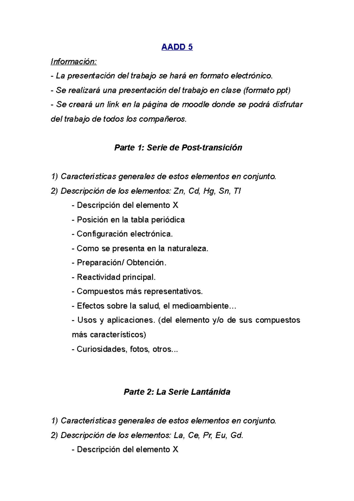 AADD5-1 - serie de post-transicion. lantánida y actinida, quimica ...