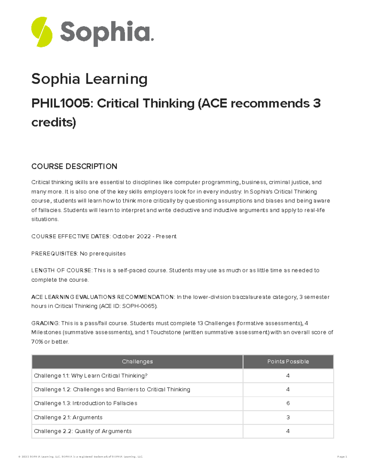 PHIL1005: Critical Thinking Syllabus and Course Overview - Studocu