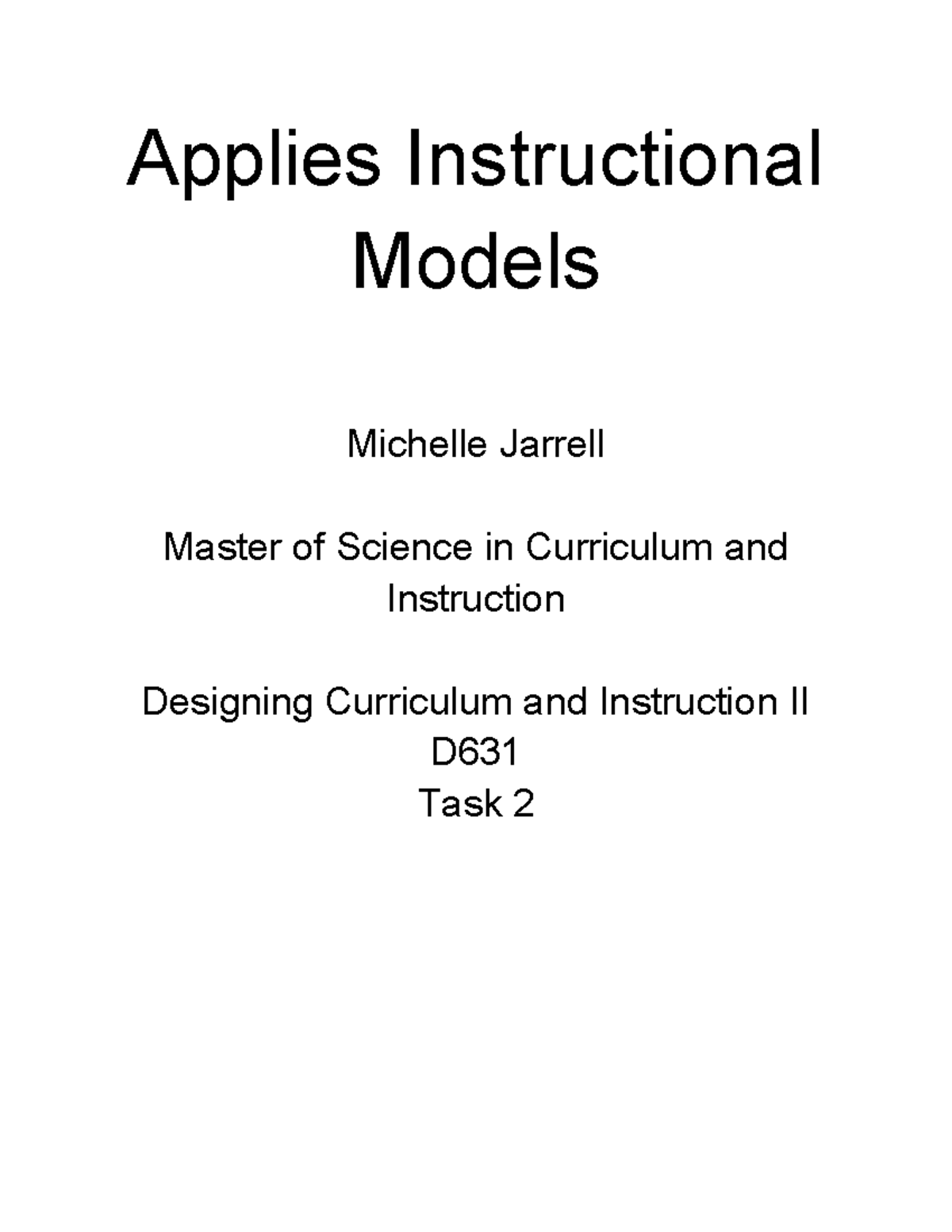 D631 Task 2: Kindergarten Addition Lesson Plan Using GRR Model - Studocu