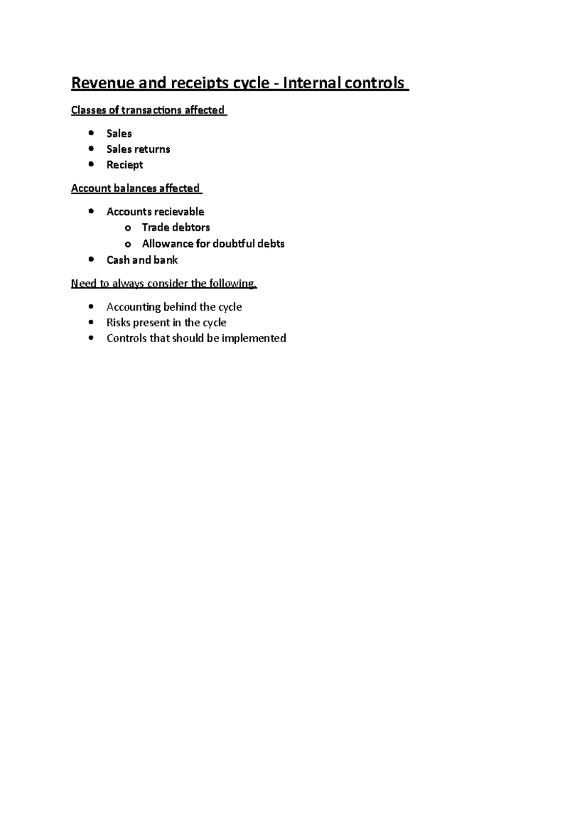 Revenue and Receipt Cycle Internal Controls: Risk Management and ...