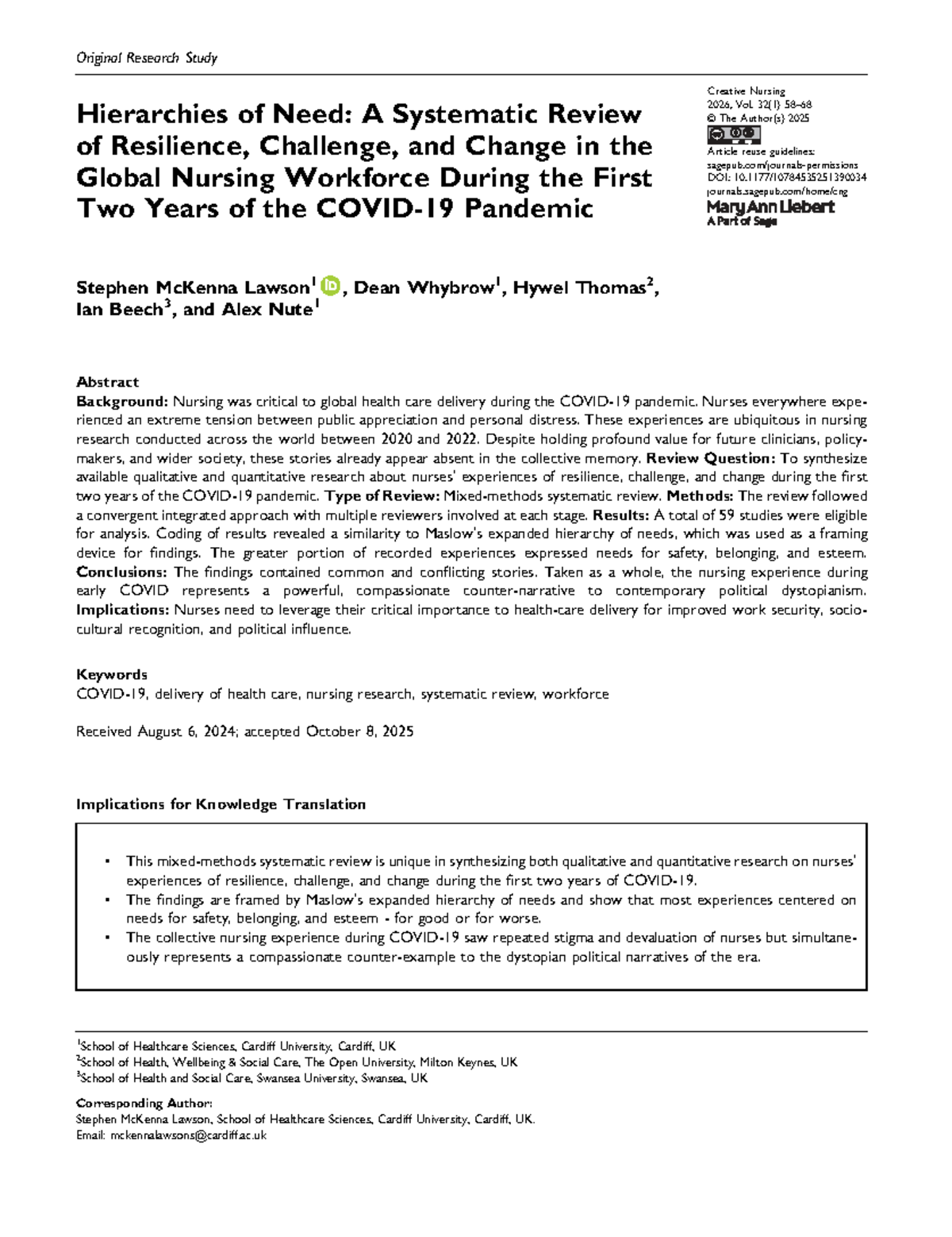 NUR 2026: Systematic Review of Resilience in Nursing During COVID-19 ...