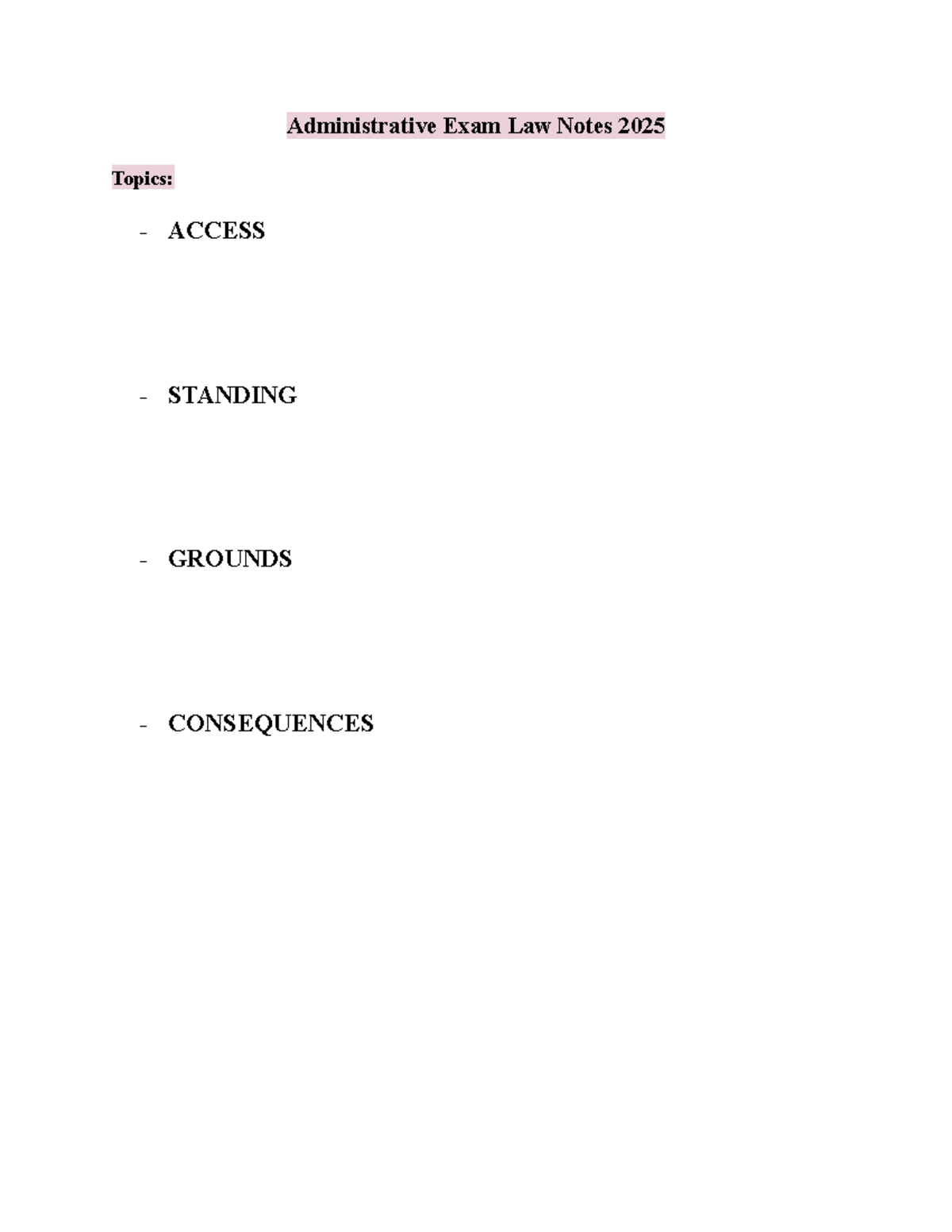 Administrative Law Exam Notes 2025: Key Topics on Standing and Judicial ...