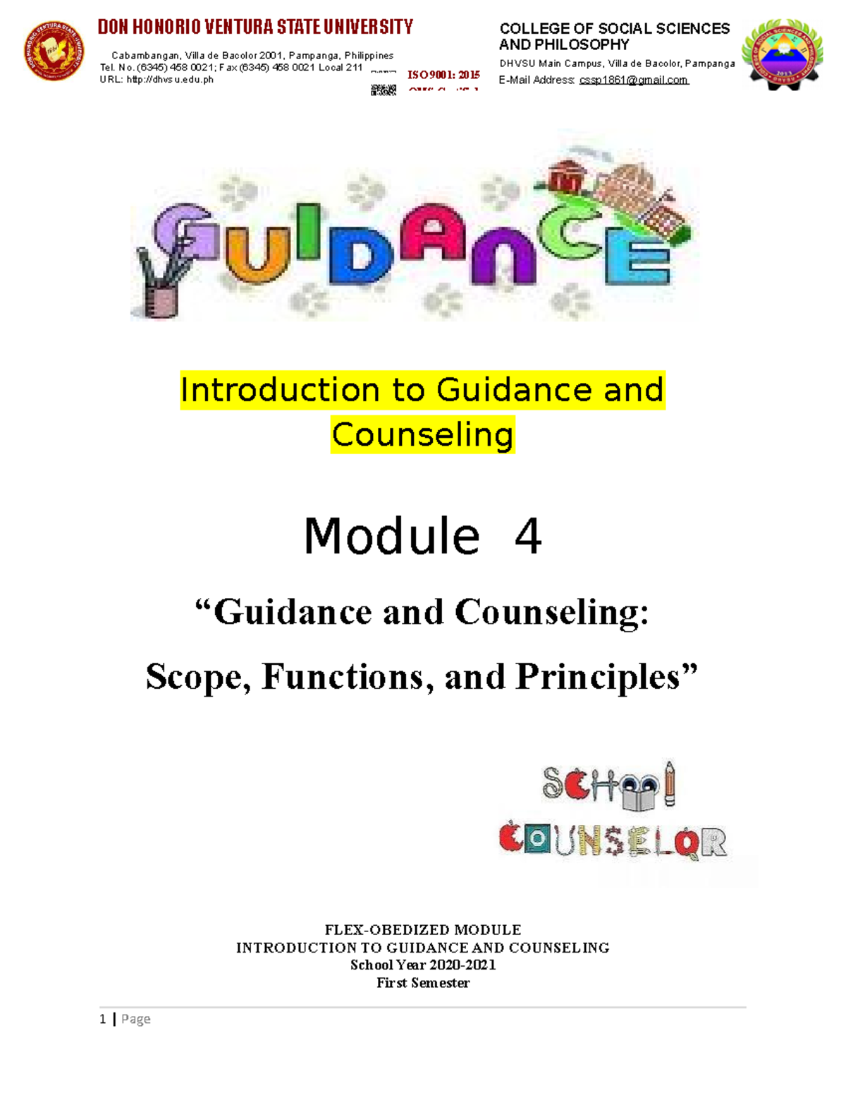 Module 4 - Guidance & Counseling: Scope, Functions, & Principles Notes ...