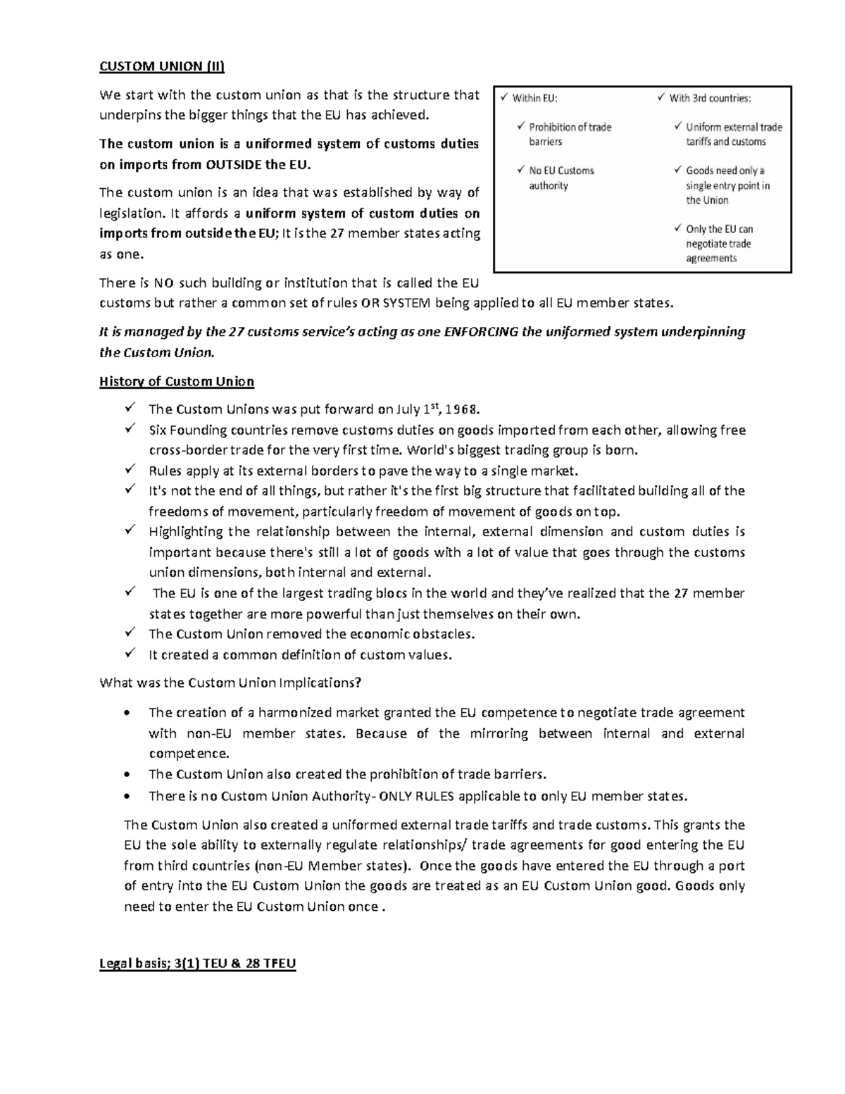 Customs Union in the EU: Structure, History, and Legal Framework (3.2.2 ...