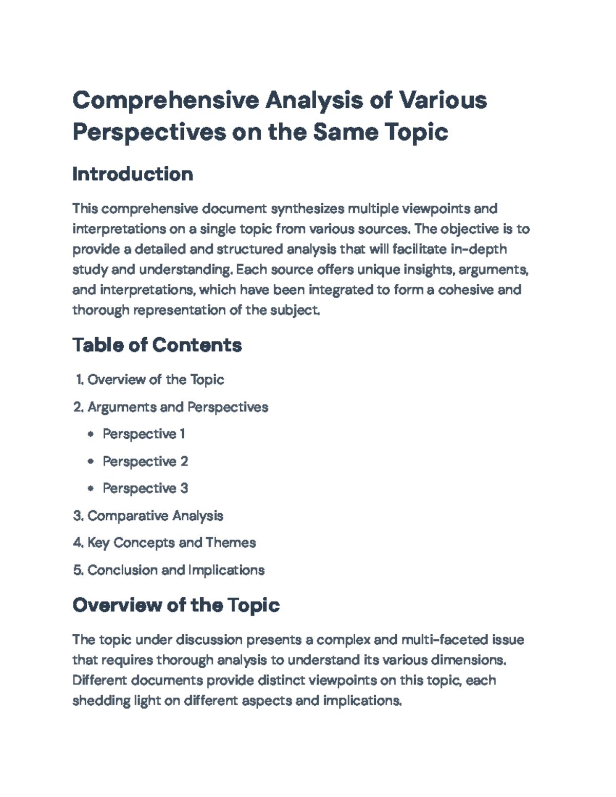 Comprehensive Analysis of Multiple Perspectives on a Topic ...