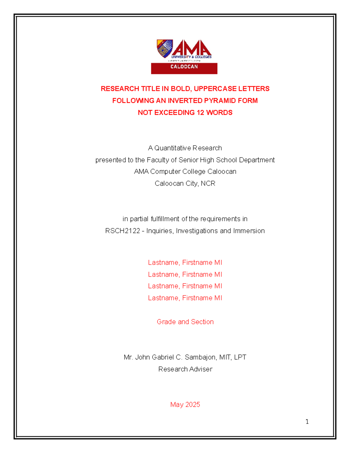 RSCH2122 QUANTITATIVE RESEARCH FORMAT GUIDELINES AND STRUCTURE - Studocu