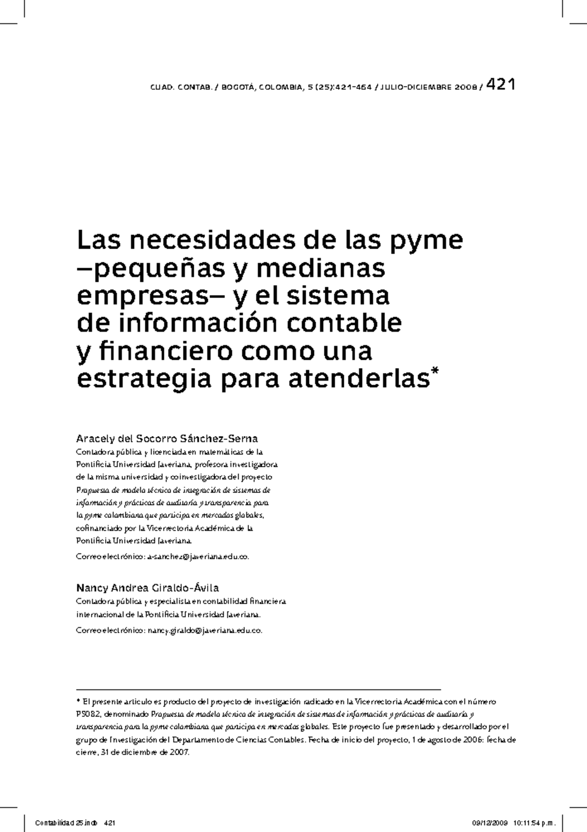 Necesidades de las Pymes-11619-1-10-2012 0827 - cuad. contab. / bogotá ...