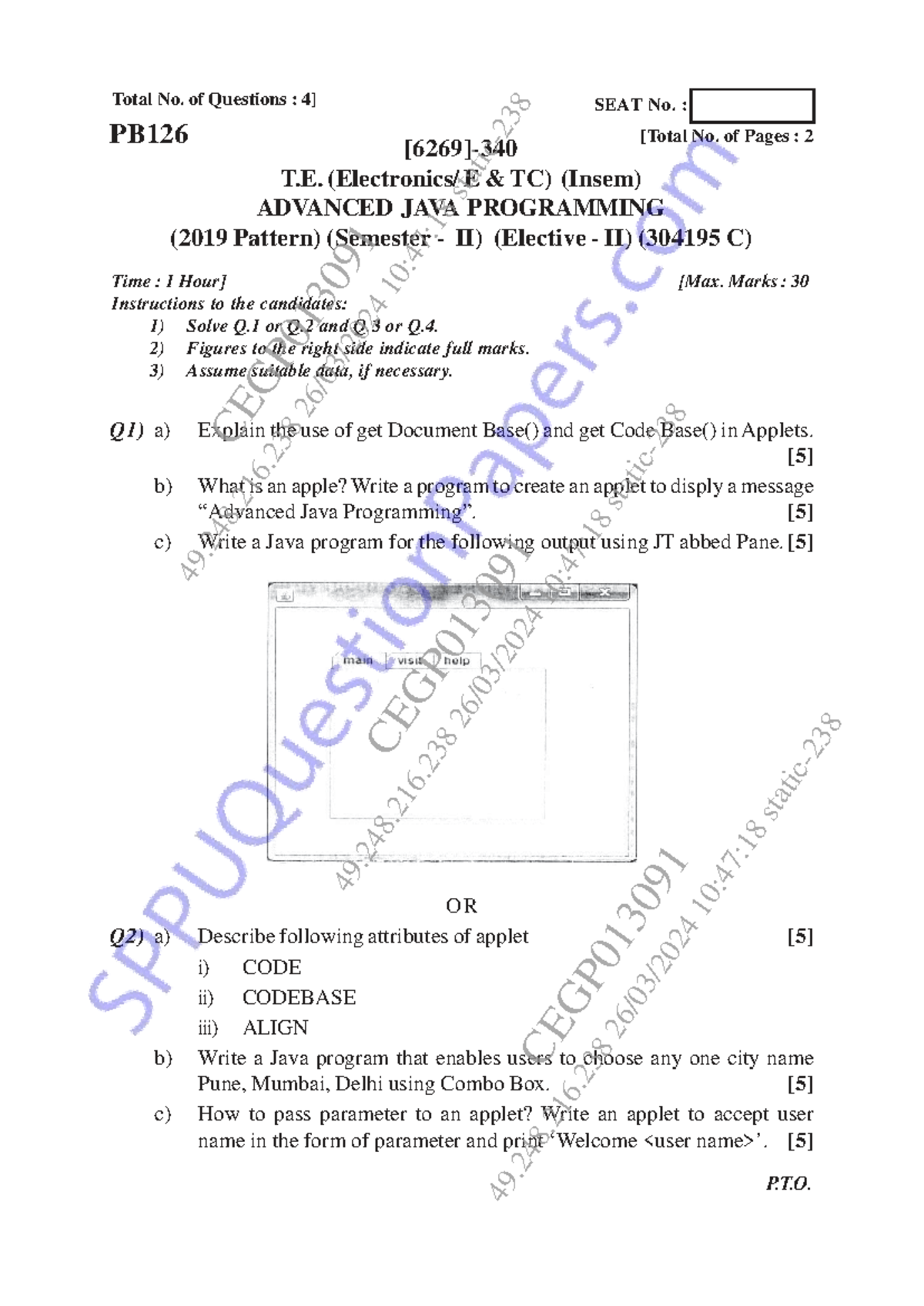 Advanced Java Programming (304195 C) - Insem Exam Notes (Sem II) - Studocu