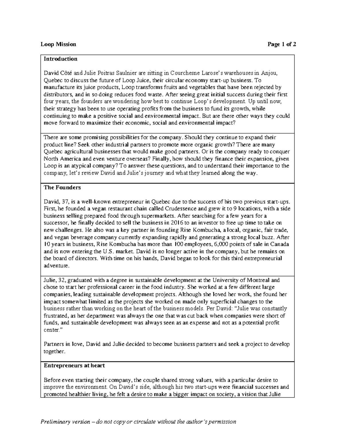 Loop Case Study: Evaluating the Future of Loop Mission (2021-02-15 ...