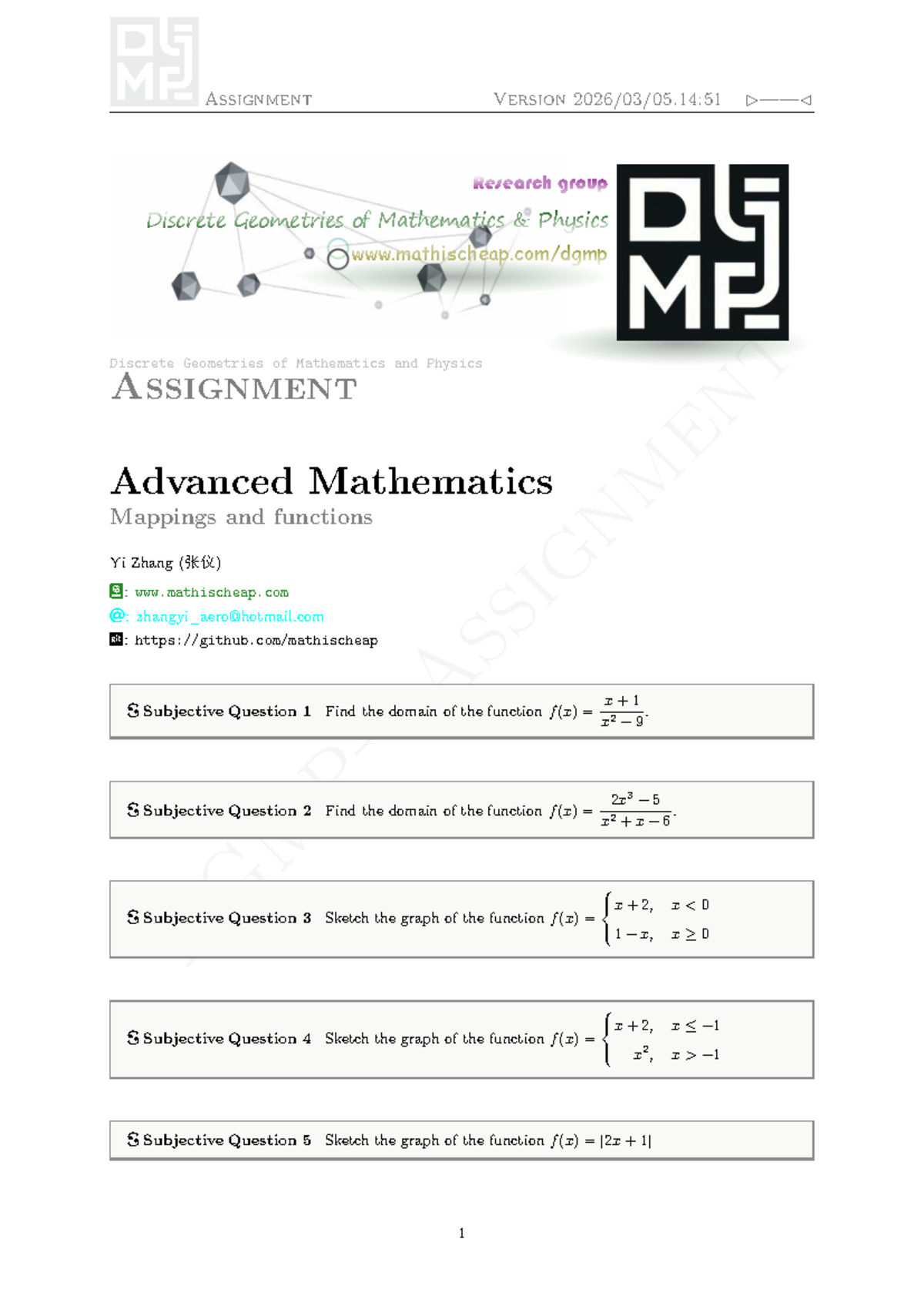 Assignment: Mappings and Functions in Advanced Mathematics - Studocu