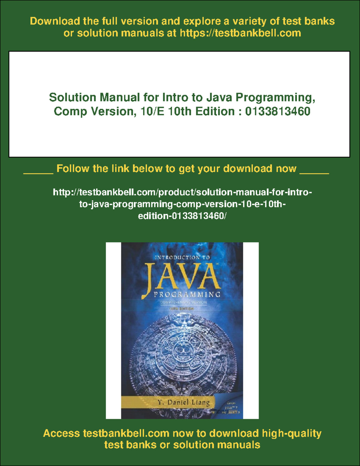 Solution Manual for Intro to Java Programming, Comp Version, 10th Ed ...
