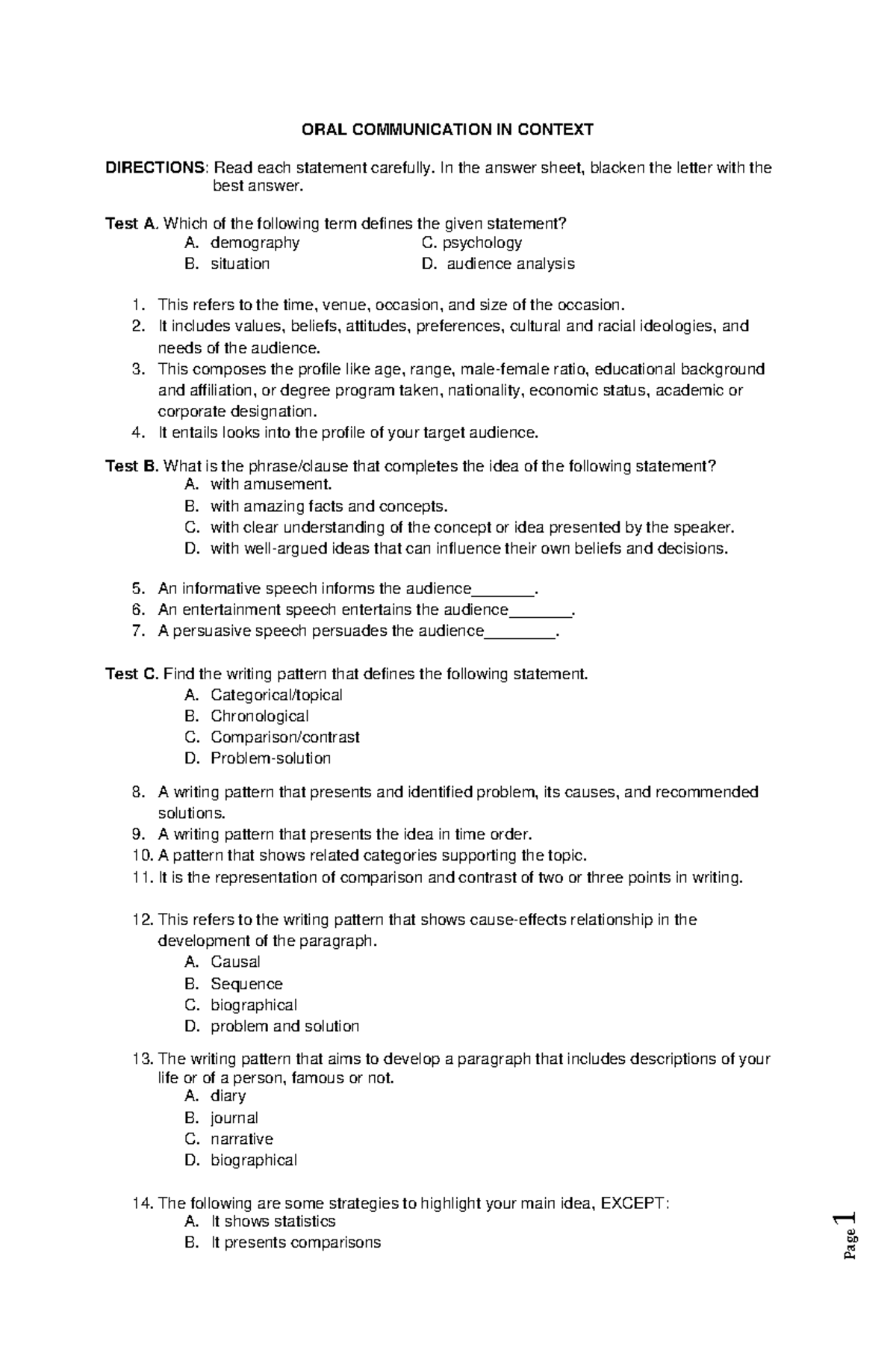 NAT Reviewer 2 ORAL Communication IN Context 2 - 1 ORAL COMMUNICATION ...